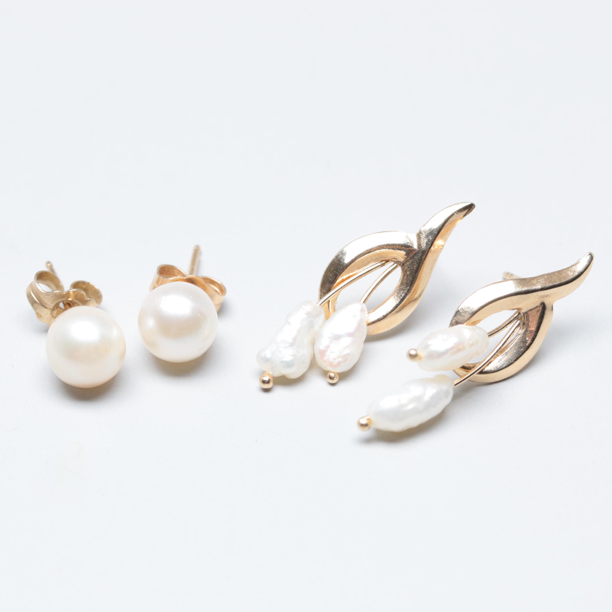14K Yellow Gold Cultured Pearl Earrings Assortment