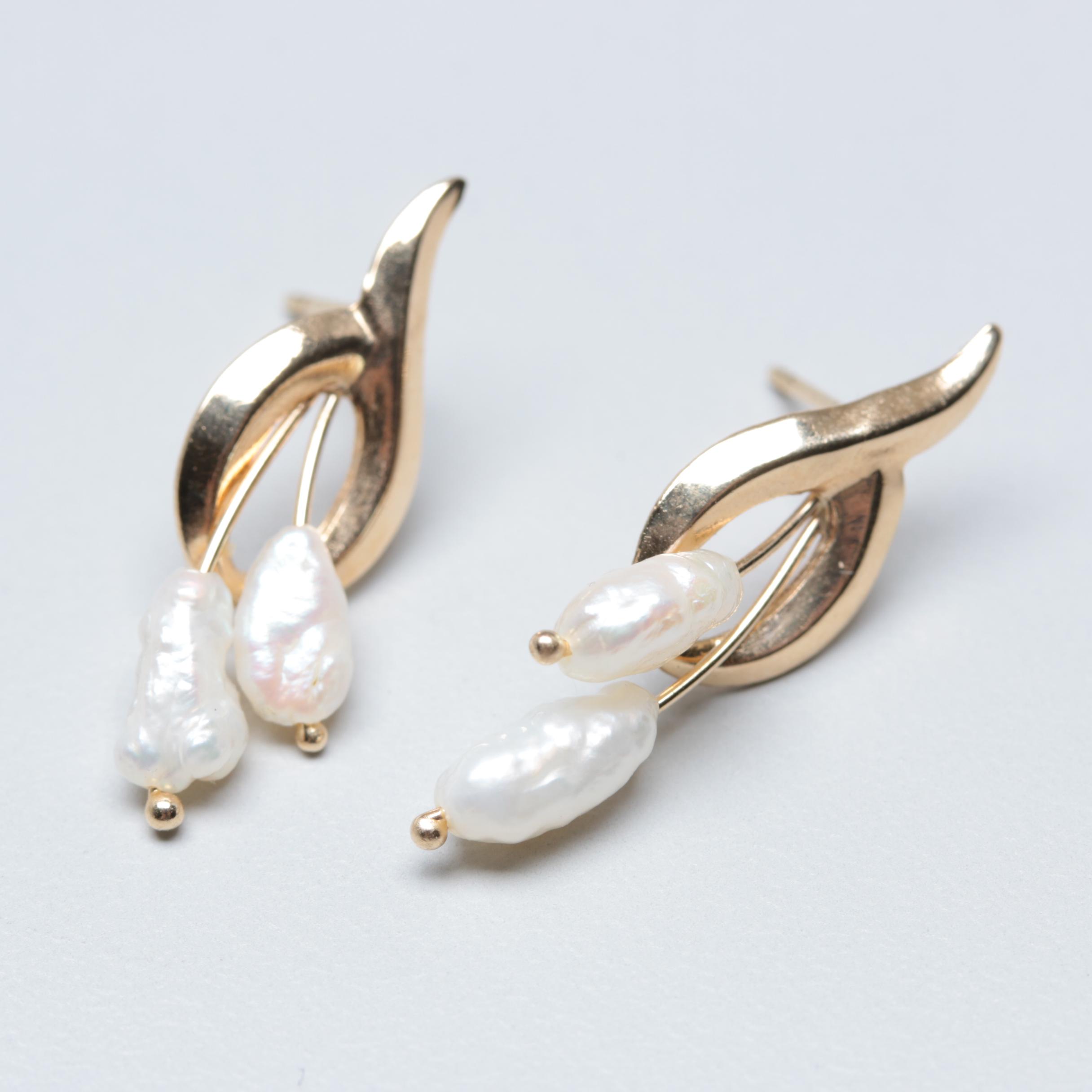 14K Yellow Gold Cultured Pearl Earrings Assortment