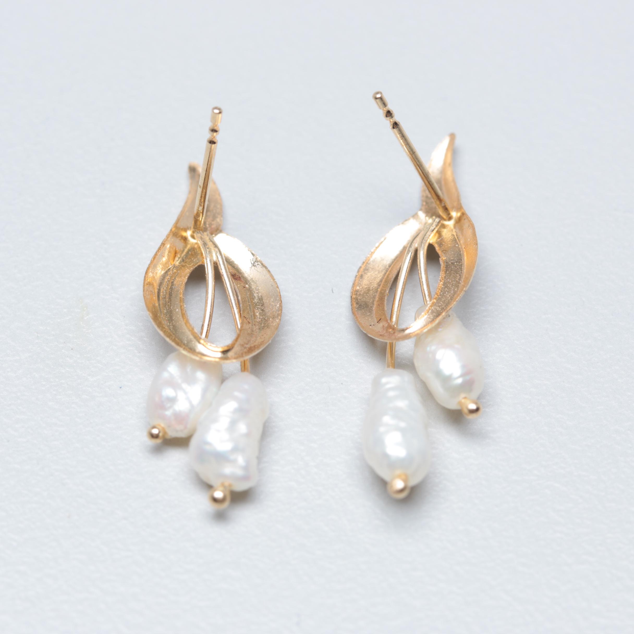 14K Yellow Gold Cultured Pearl Earrings Assortment