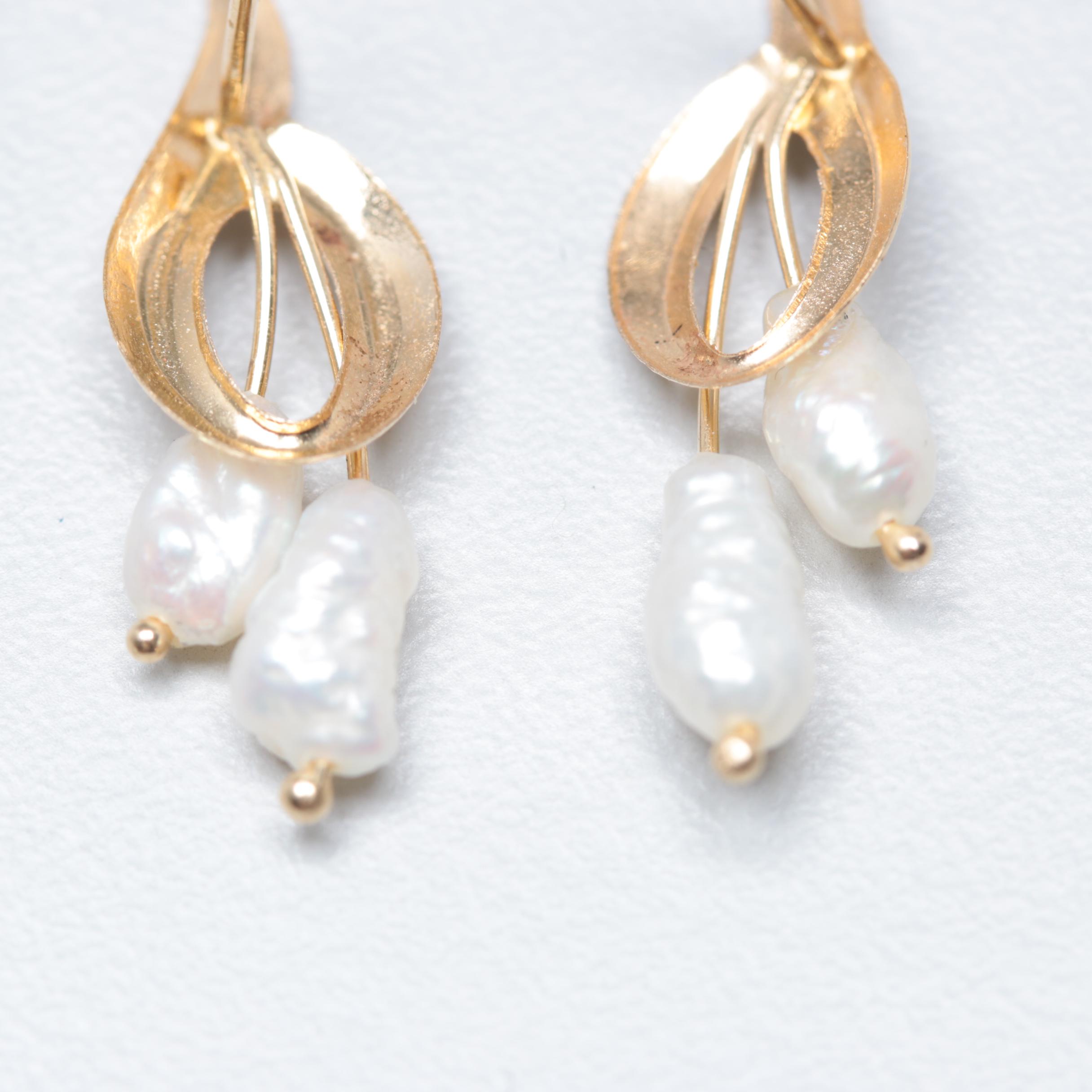 14K Yellow Gold Cultured Pearl Earrings Assortment