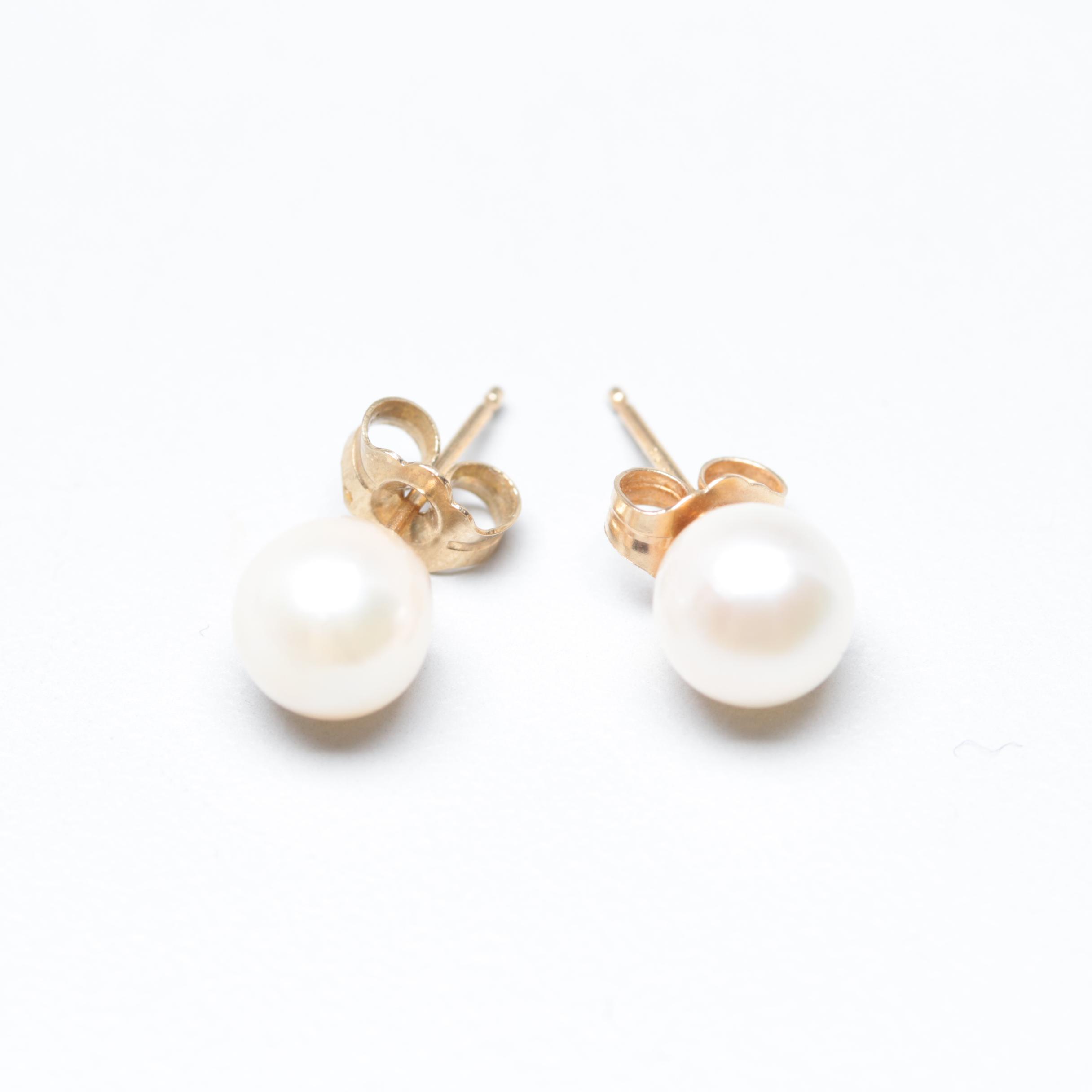 14K Yellow Gold Cultured Pearl Earrings Assortment