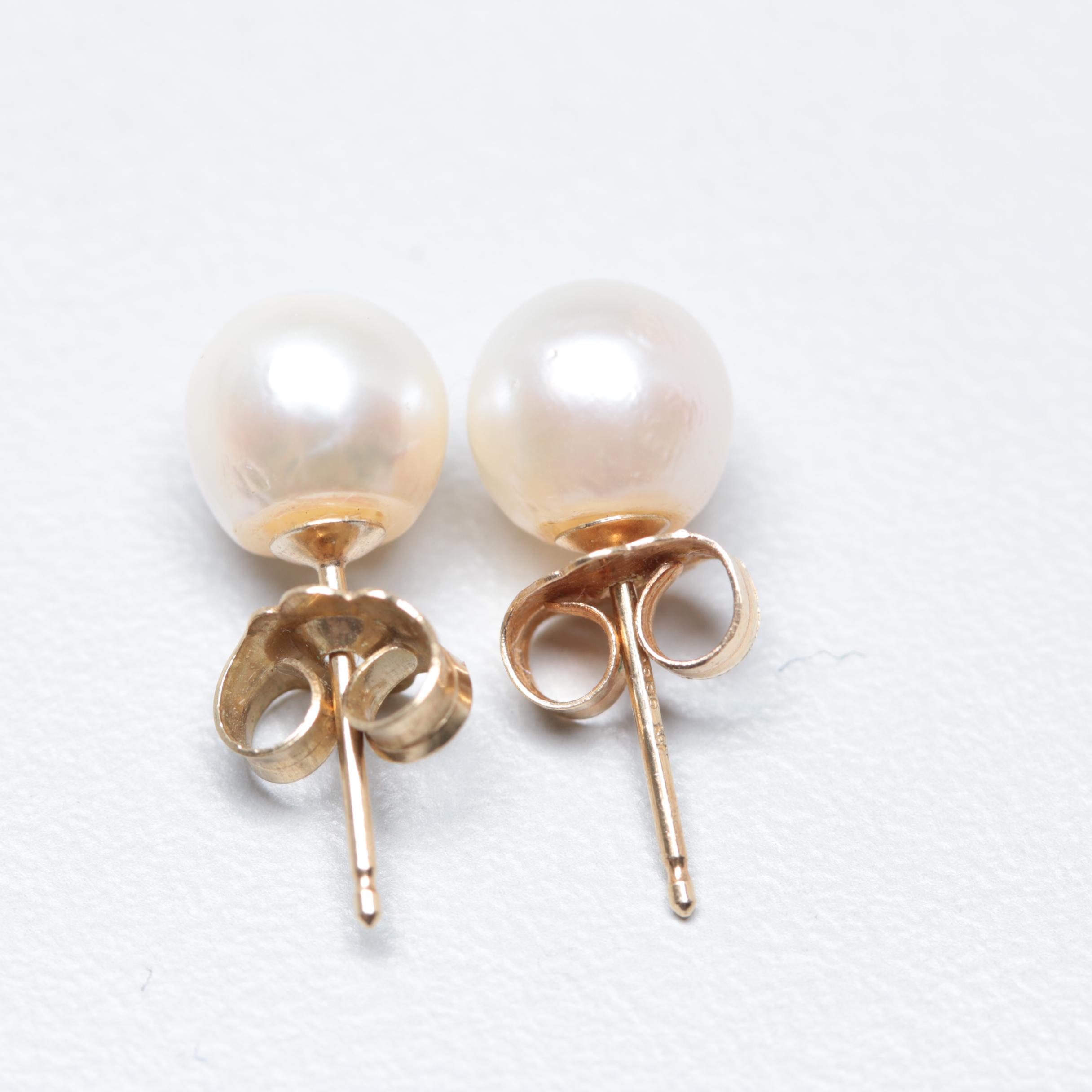 14K Yellow Gold Cultured Pearl Earrings Assortment