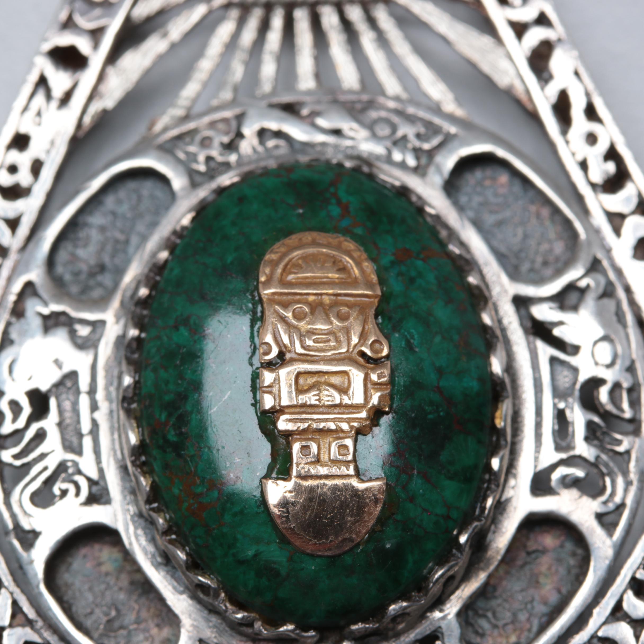 Sterling Silver Eilat Stone Pendant with 18K Yellow Gold Accents