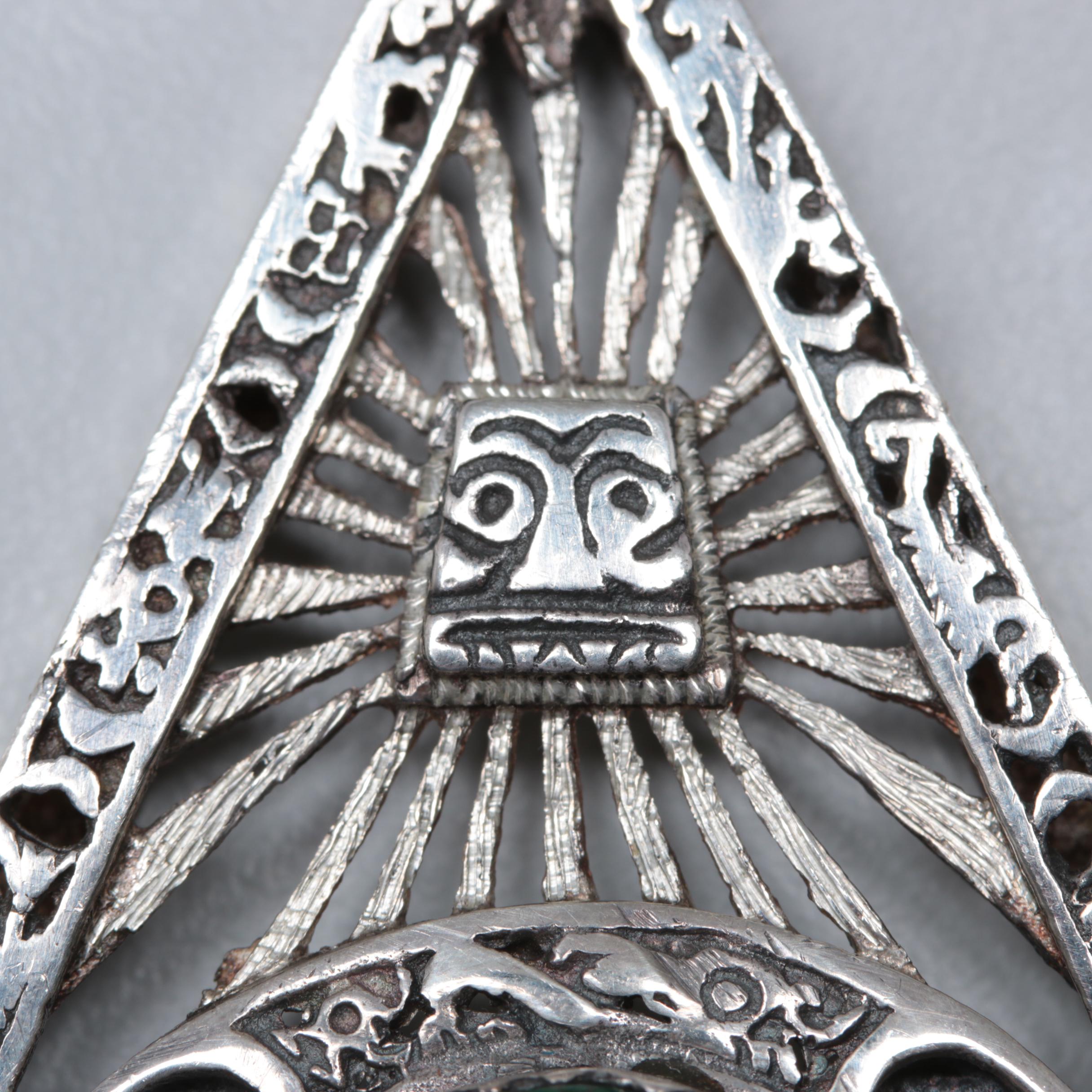 Sterling Silver Eilat Stone Pendant with 18K Yellow Gold Accents