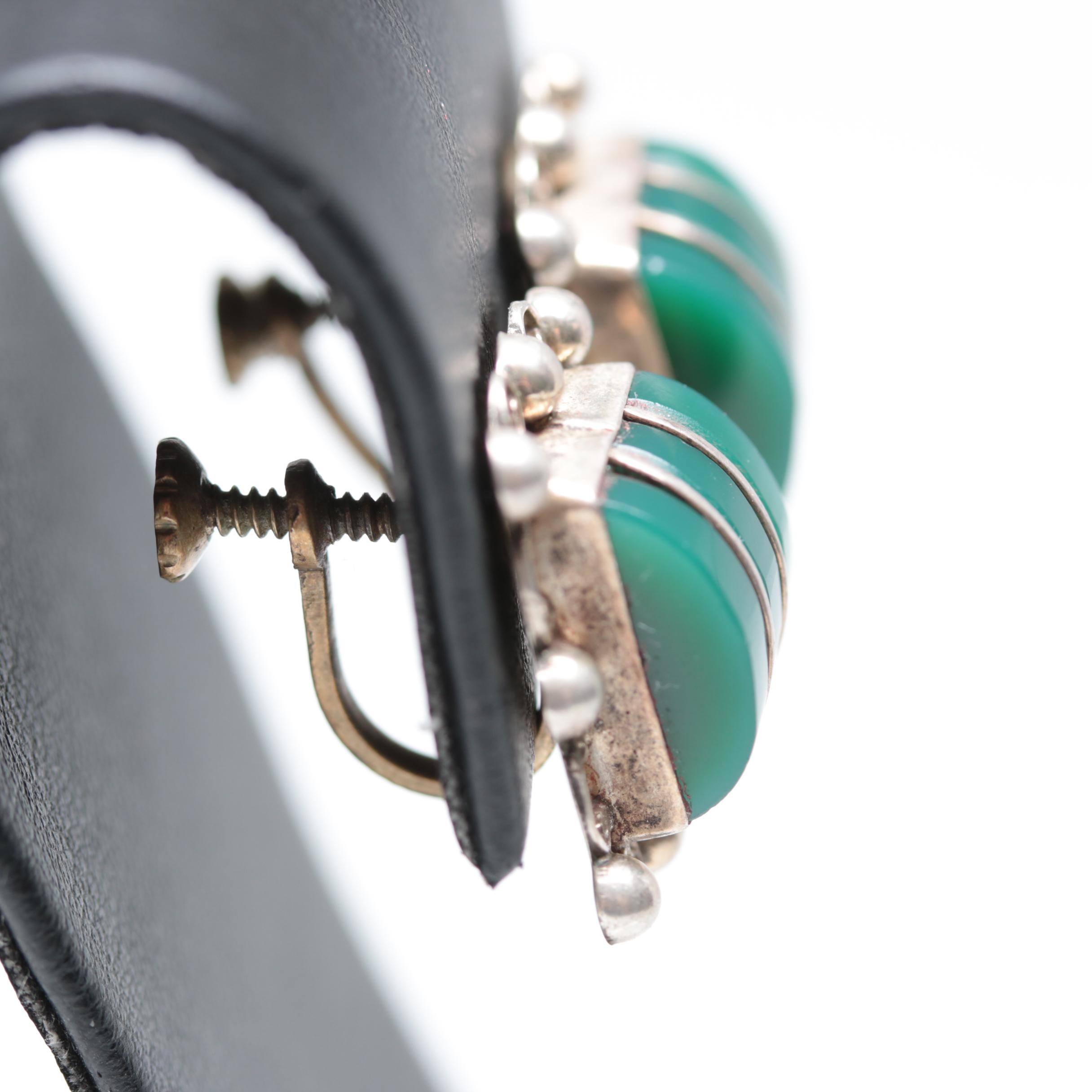 Assorted Sterling Silver Abalone and Chalcedony Earrings