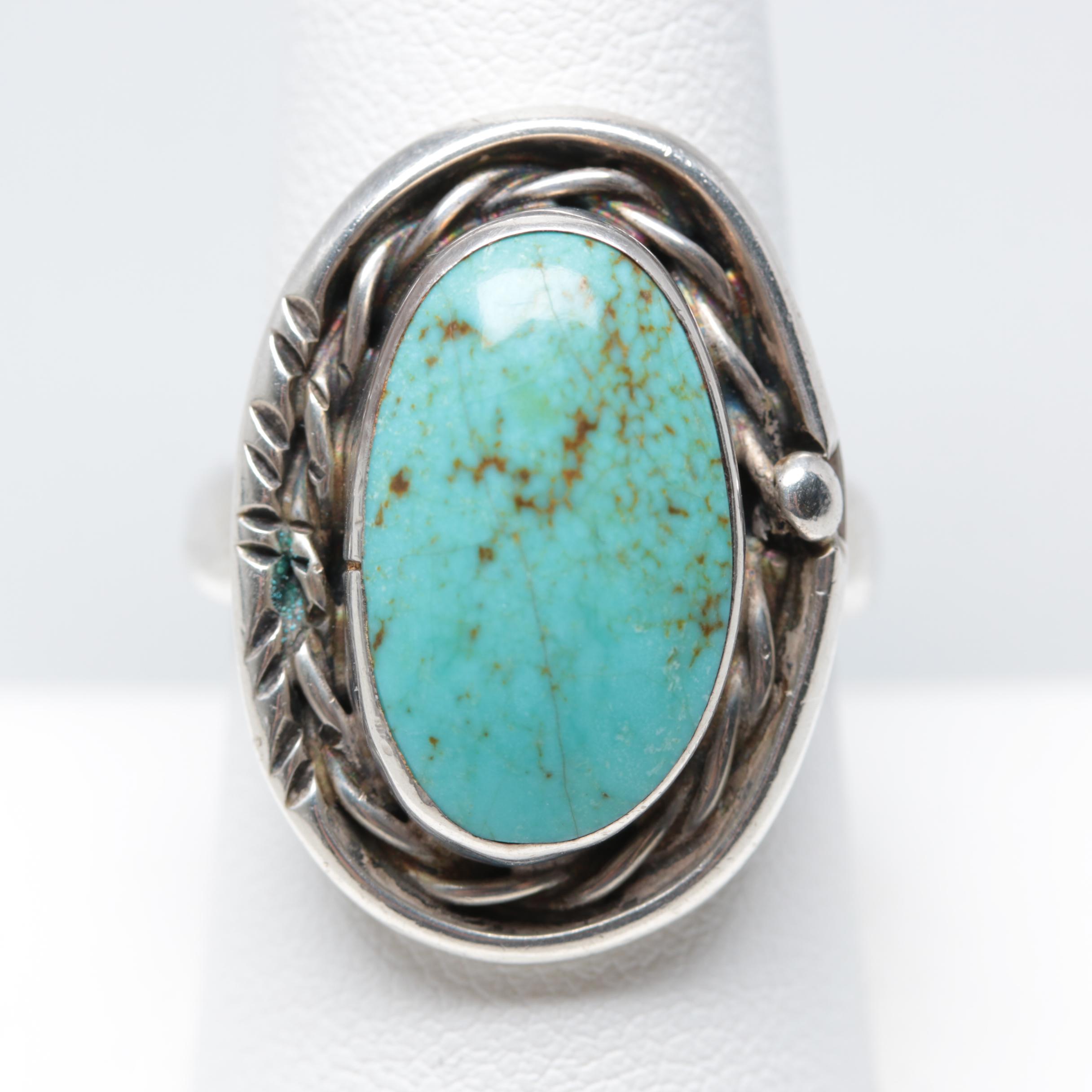 Southwestern Style Sterling Silver Turquoise Ring