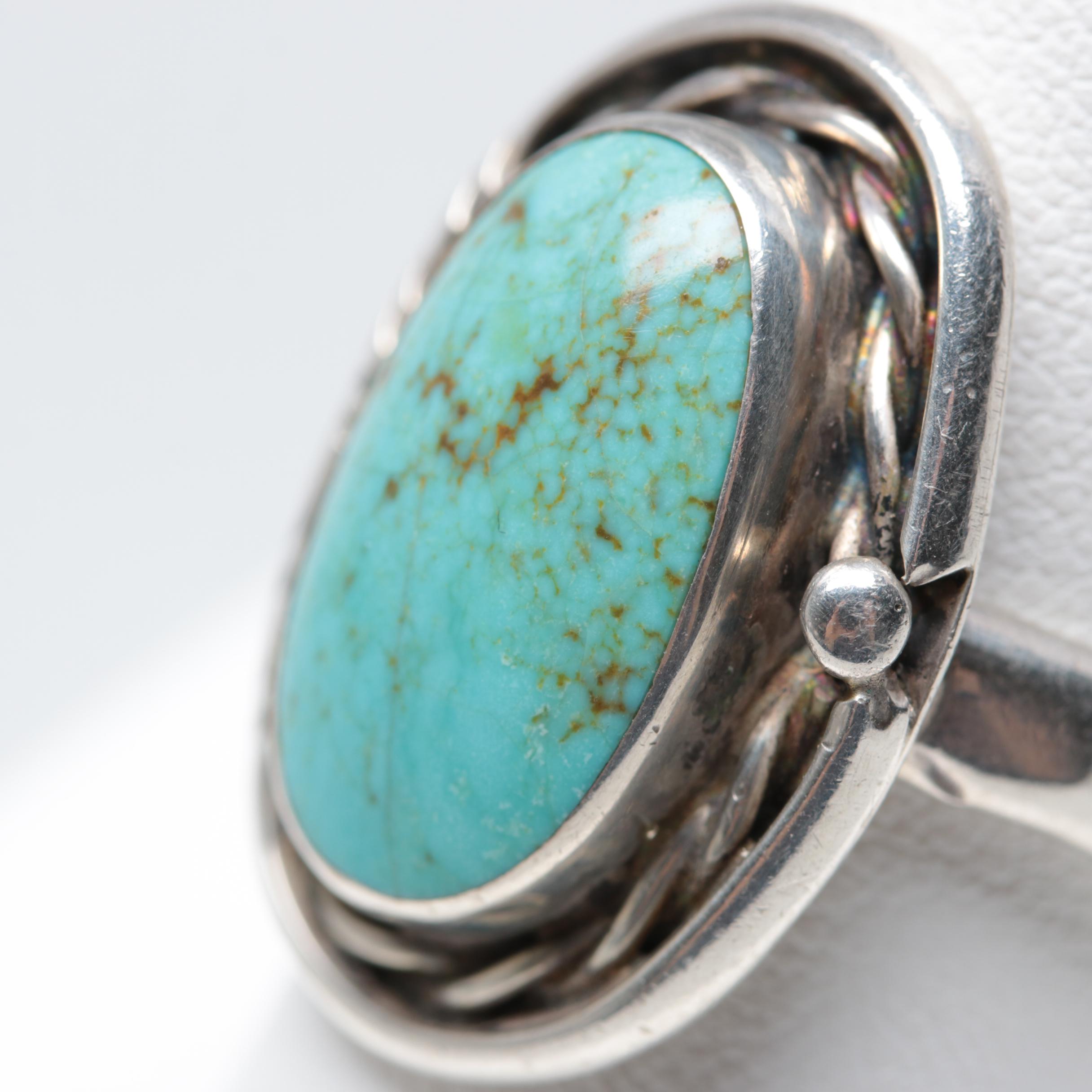 Southwestern Style Sterling Silver Turquoise Ring