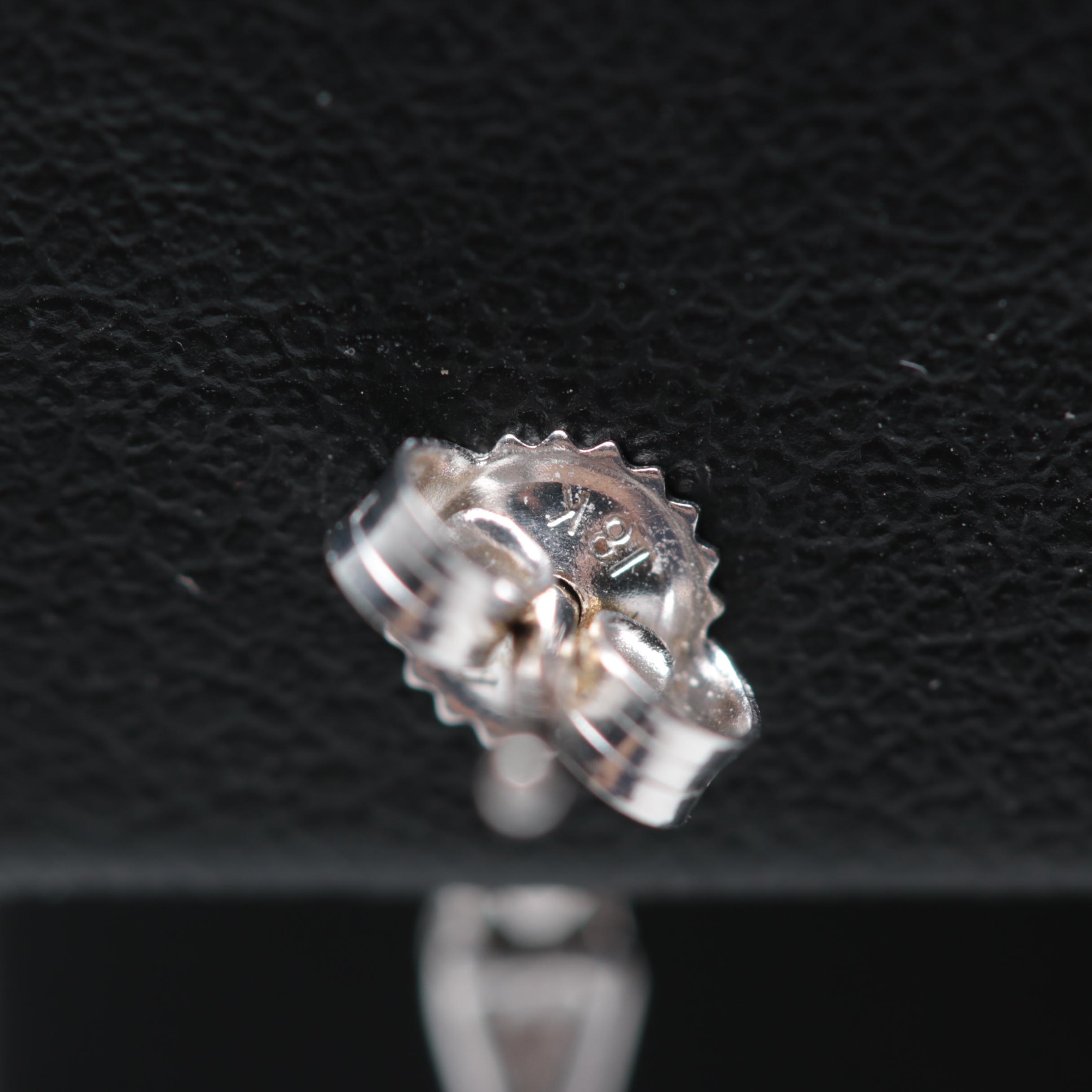 18K White Gold Cultured Pearl and Diamond Drop Earrings