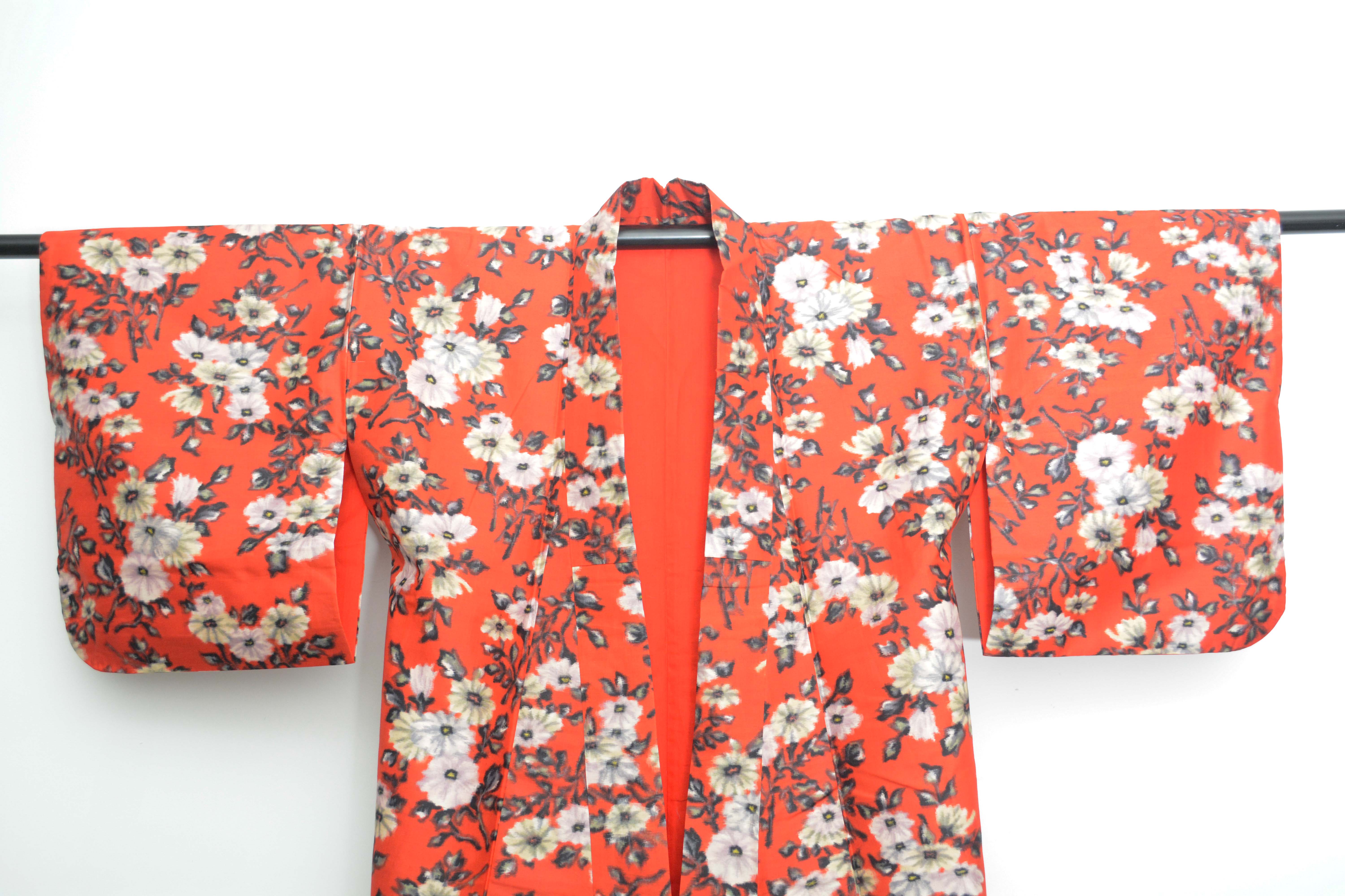 Circa 1930 Vintage Handwoven Kasuri Ikat Silk Kimono