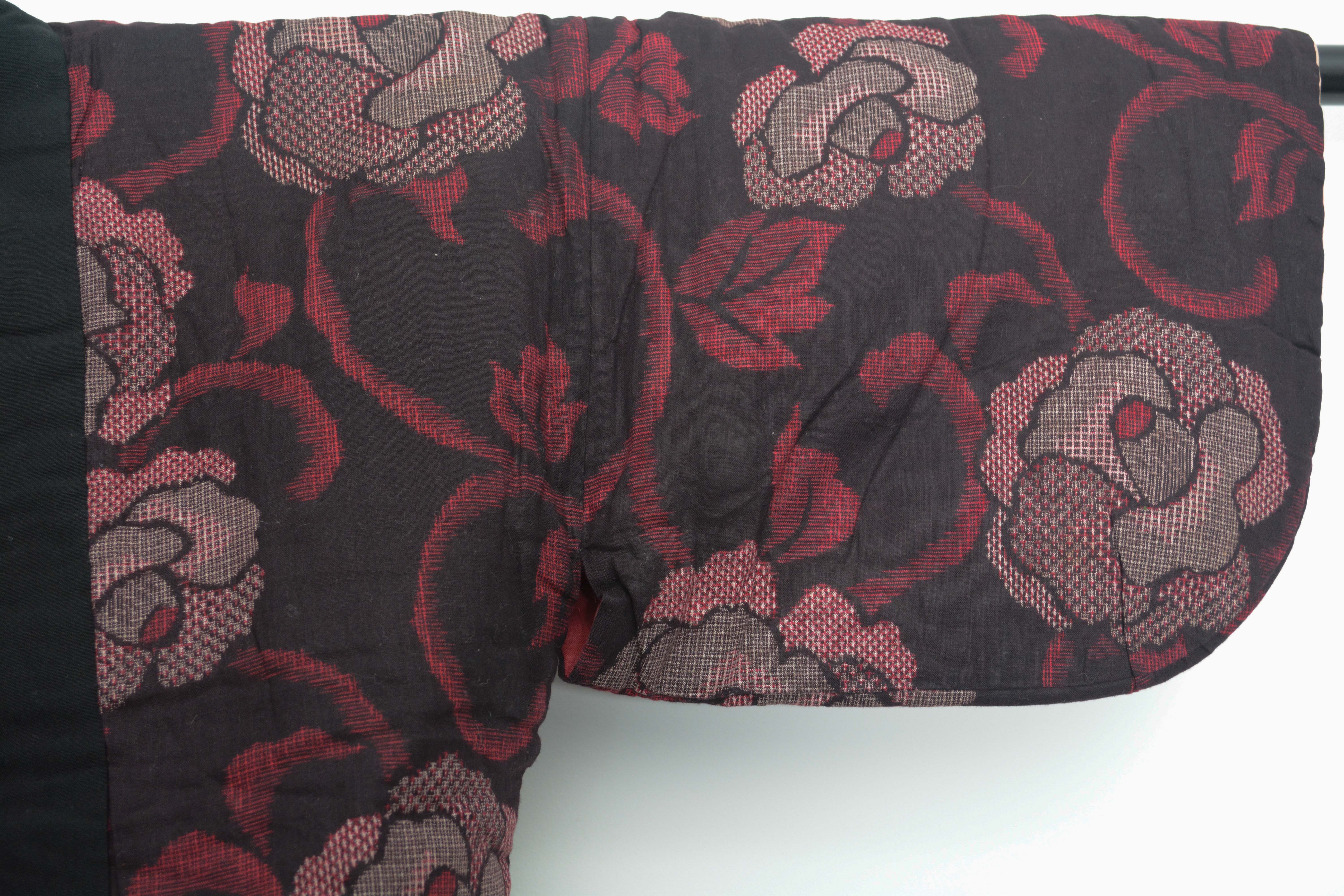 Child's Circa 1900 Antique Handwoven Cotton Winter Kasuri Juban Kimono