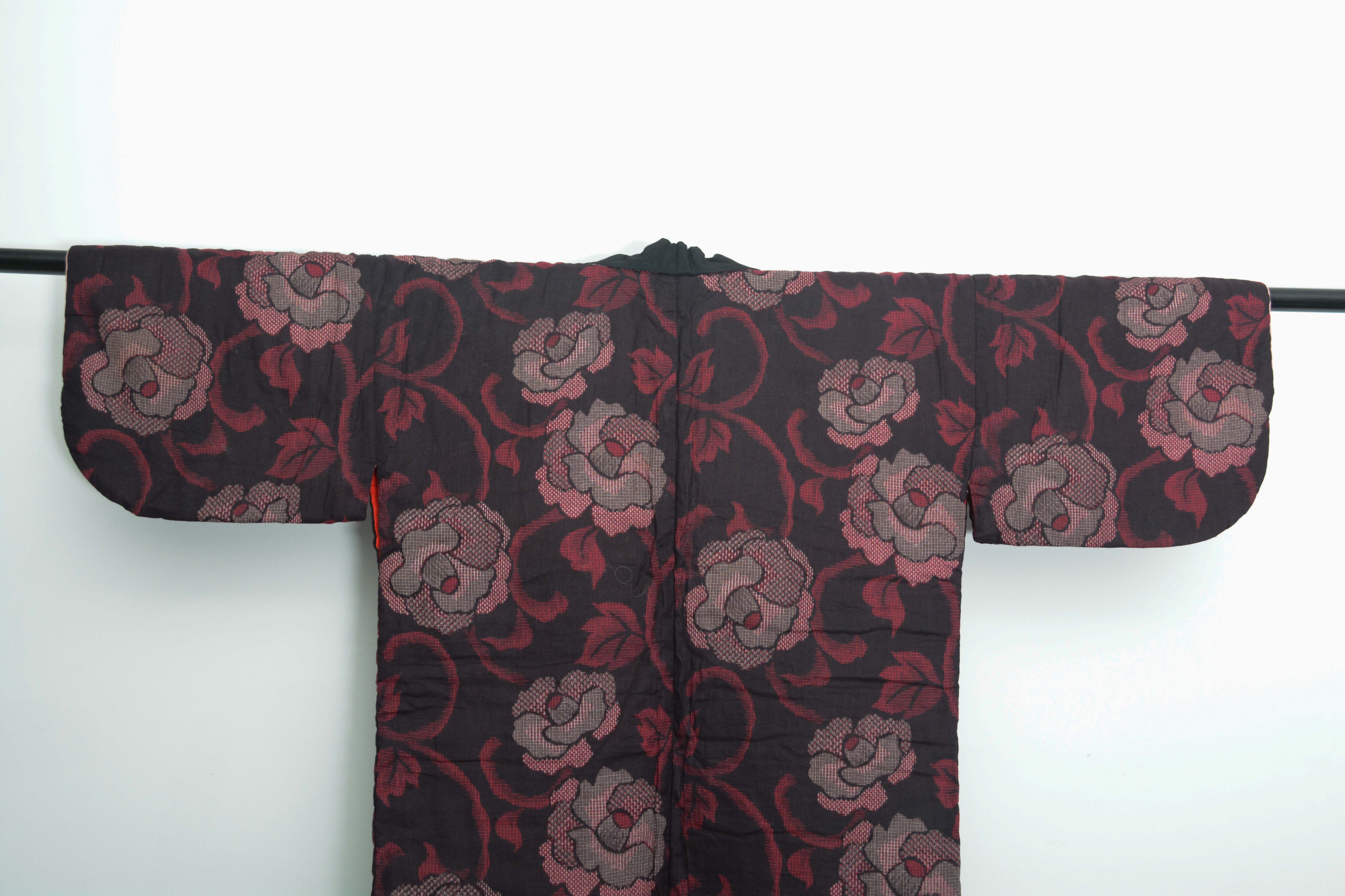 Child's Circa 1900 Antique Handwoven Cotton Winter Kasuri Juban Kimono