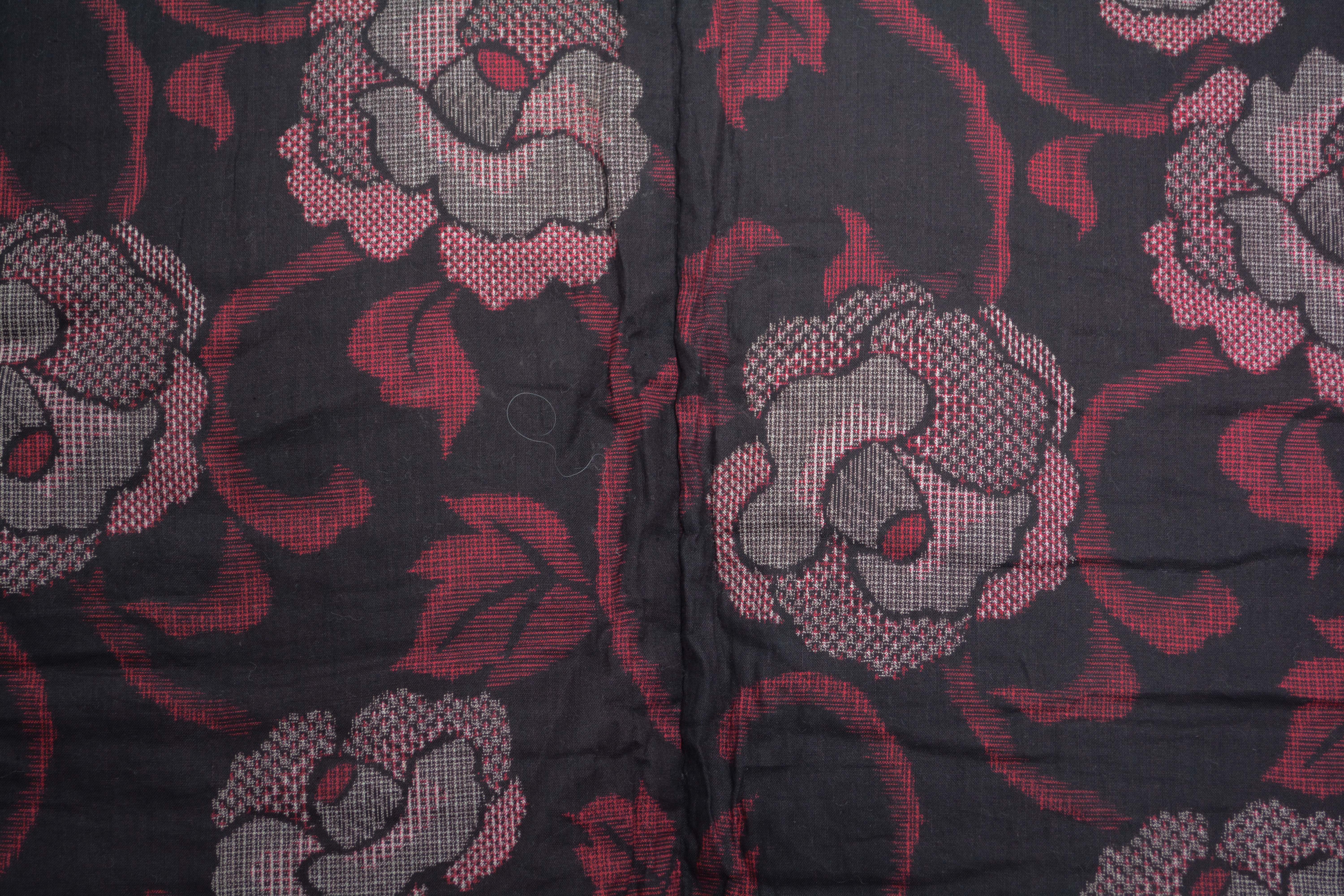 Child's Circa 1900 Antique Handwoven Cotton Winter Kasuri Juban Kimono