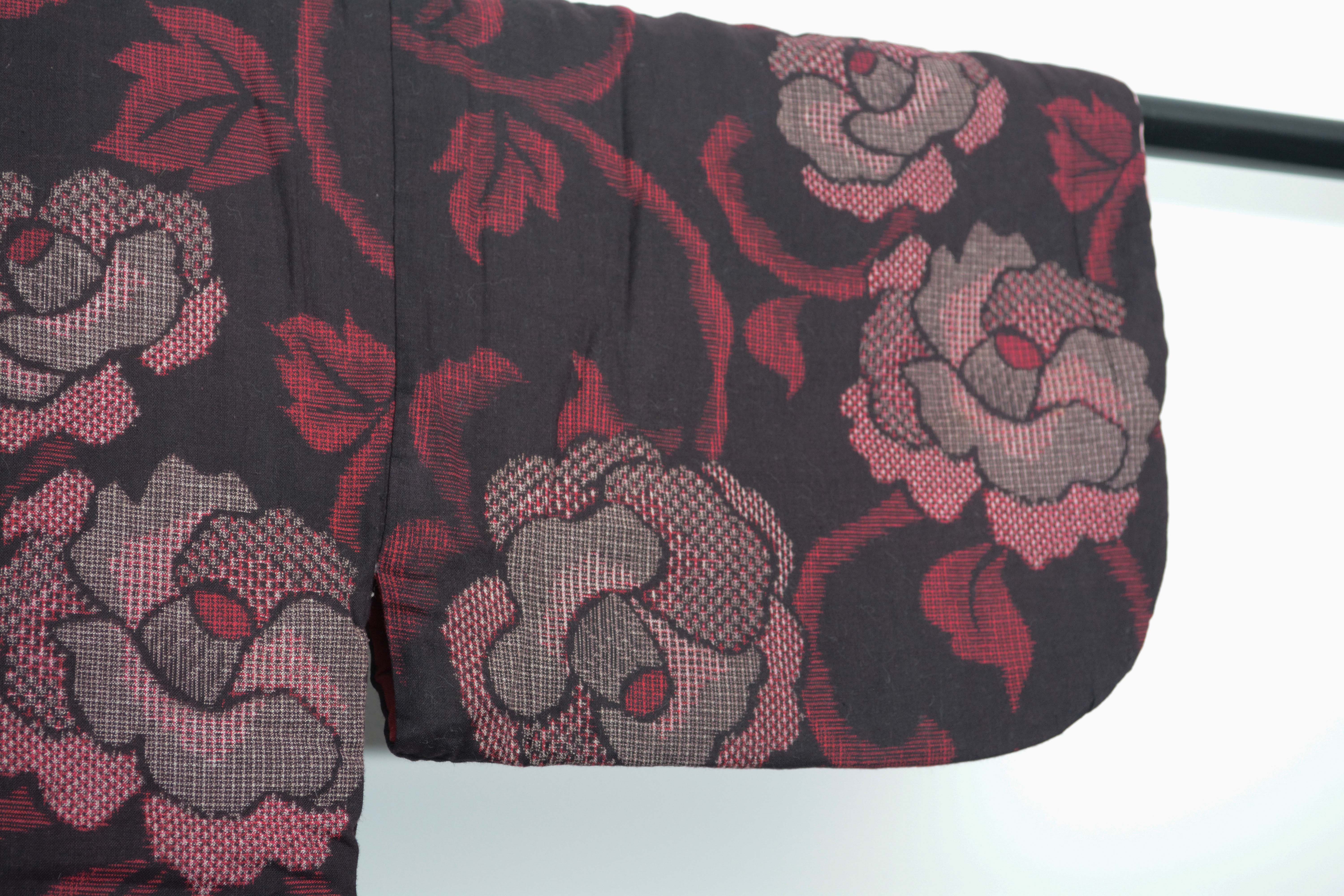 Child's Circa 1900 Antique Handwoven Cotton Winter Kasuri Juban Kimono