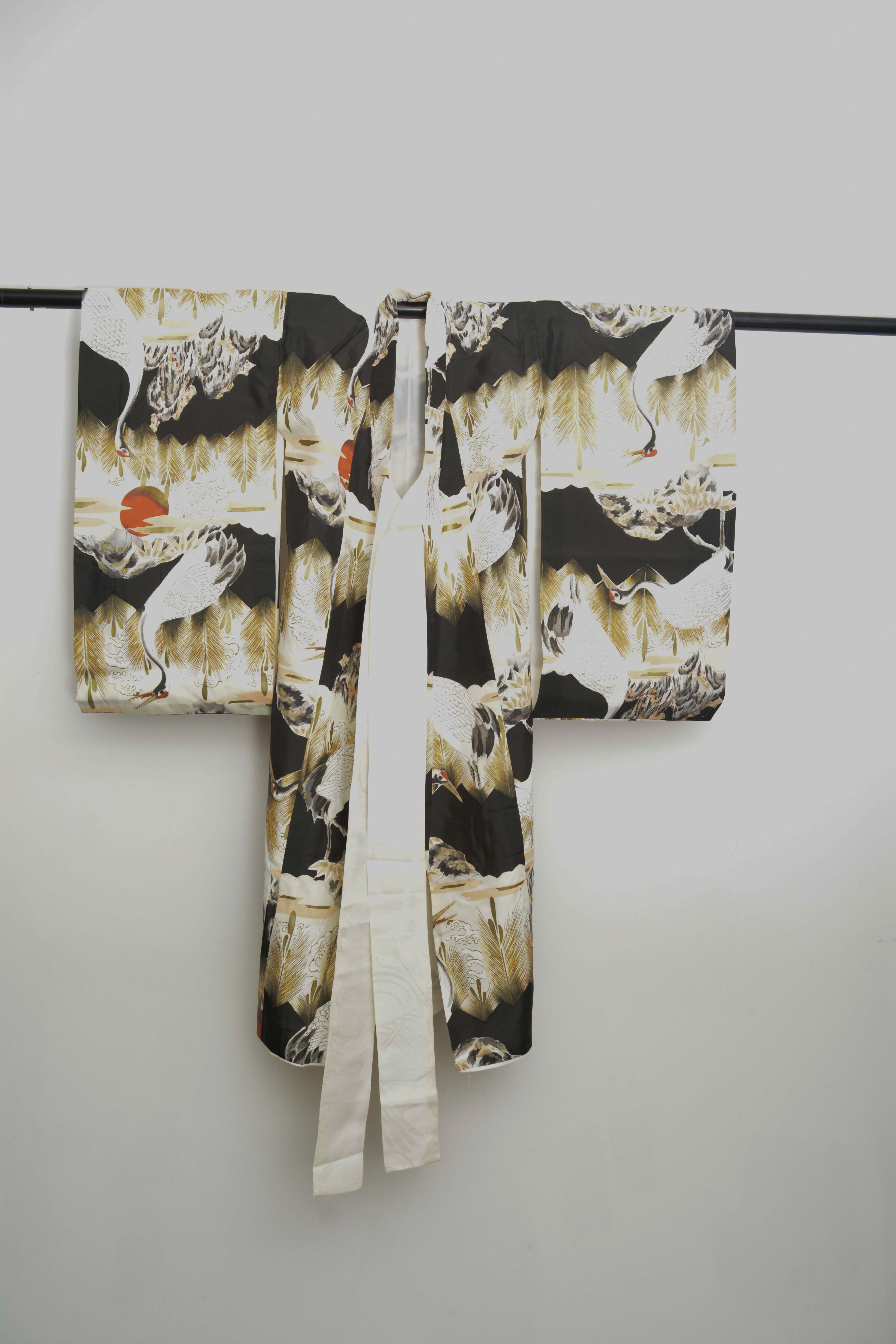 Boys' Circa 1920 Vintage Handwoven Silk Miyamairi Infant Kimono