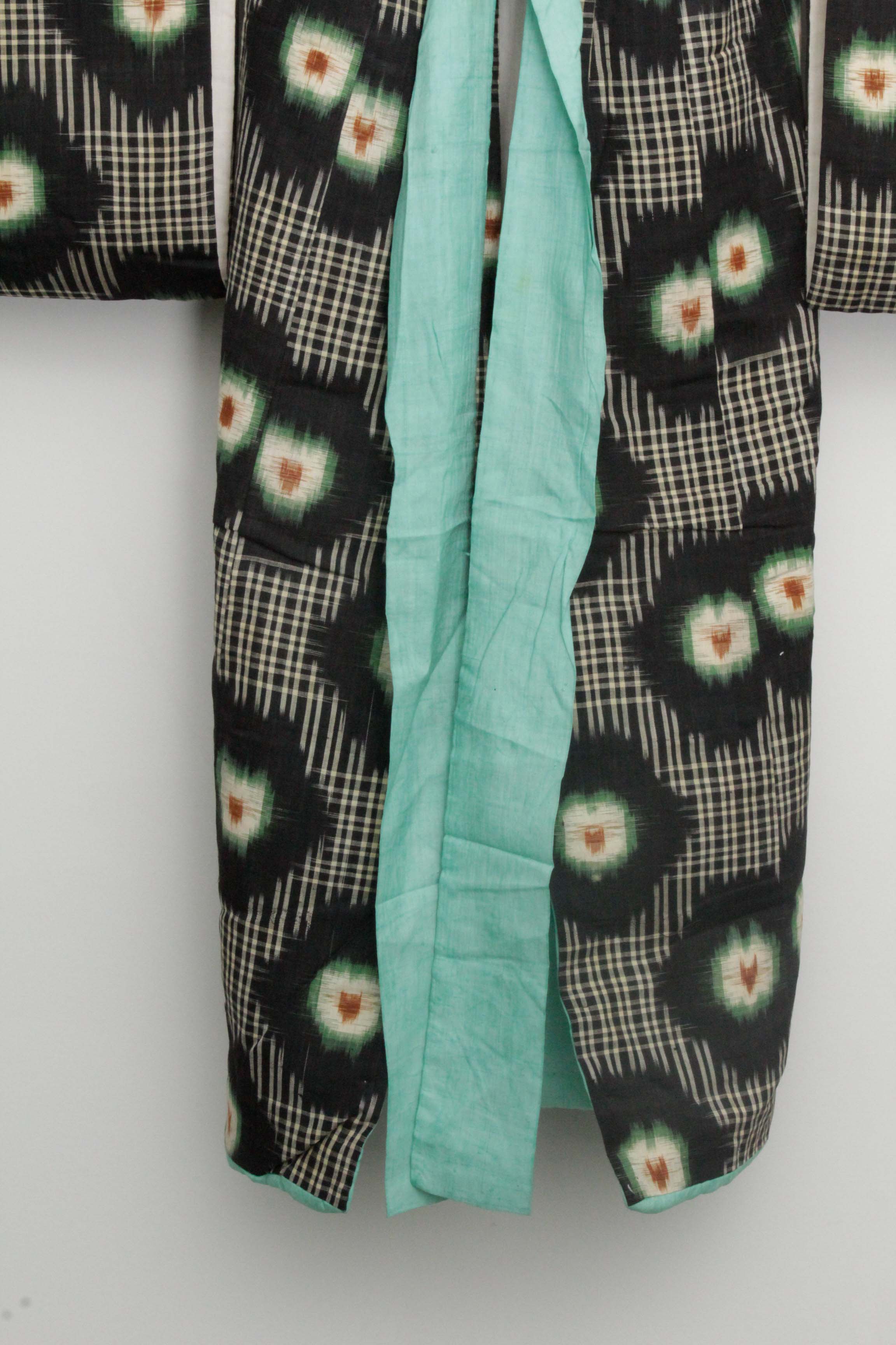 Child's Circa 1890 Antique Handwoven Ikat Silk Winter Furisode Kimono