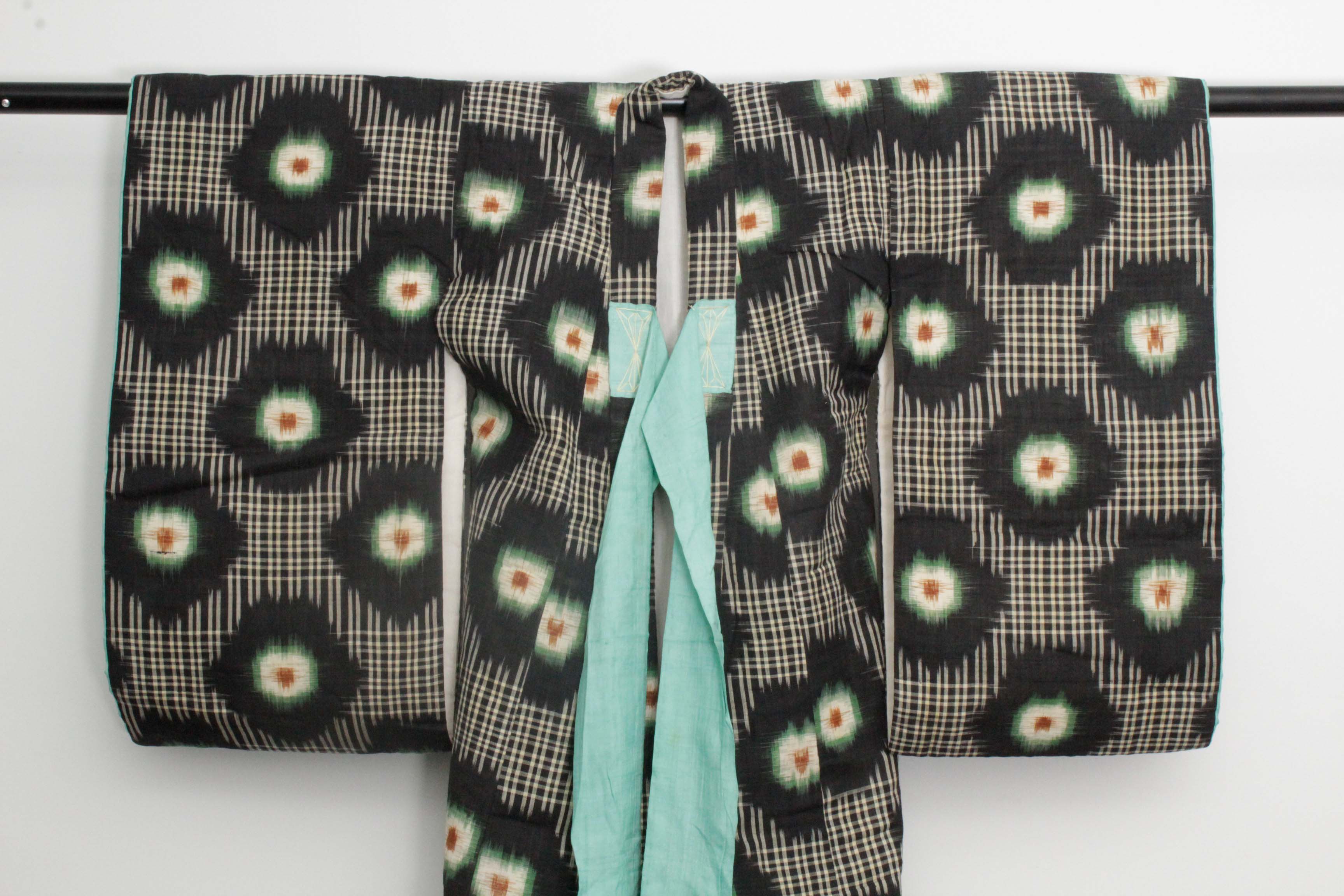 Child's Circa 1890 Antique Handwoven Ikat Silk Winter Furisode Kimono