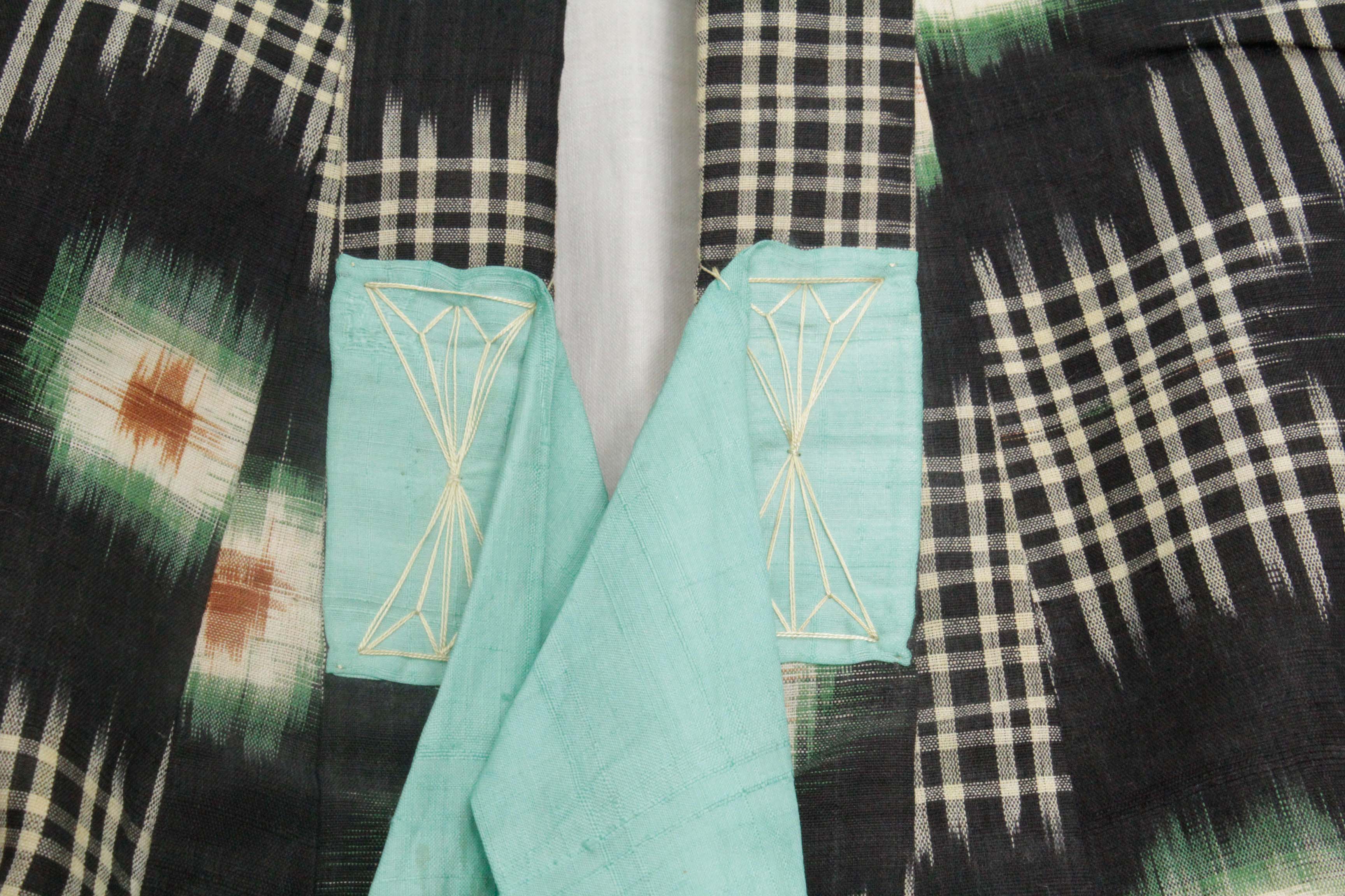 Child's Circa 1890 Antique Handwoven Ikat Silk Winter Furisode Kimono