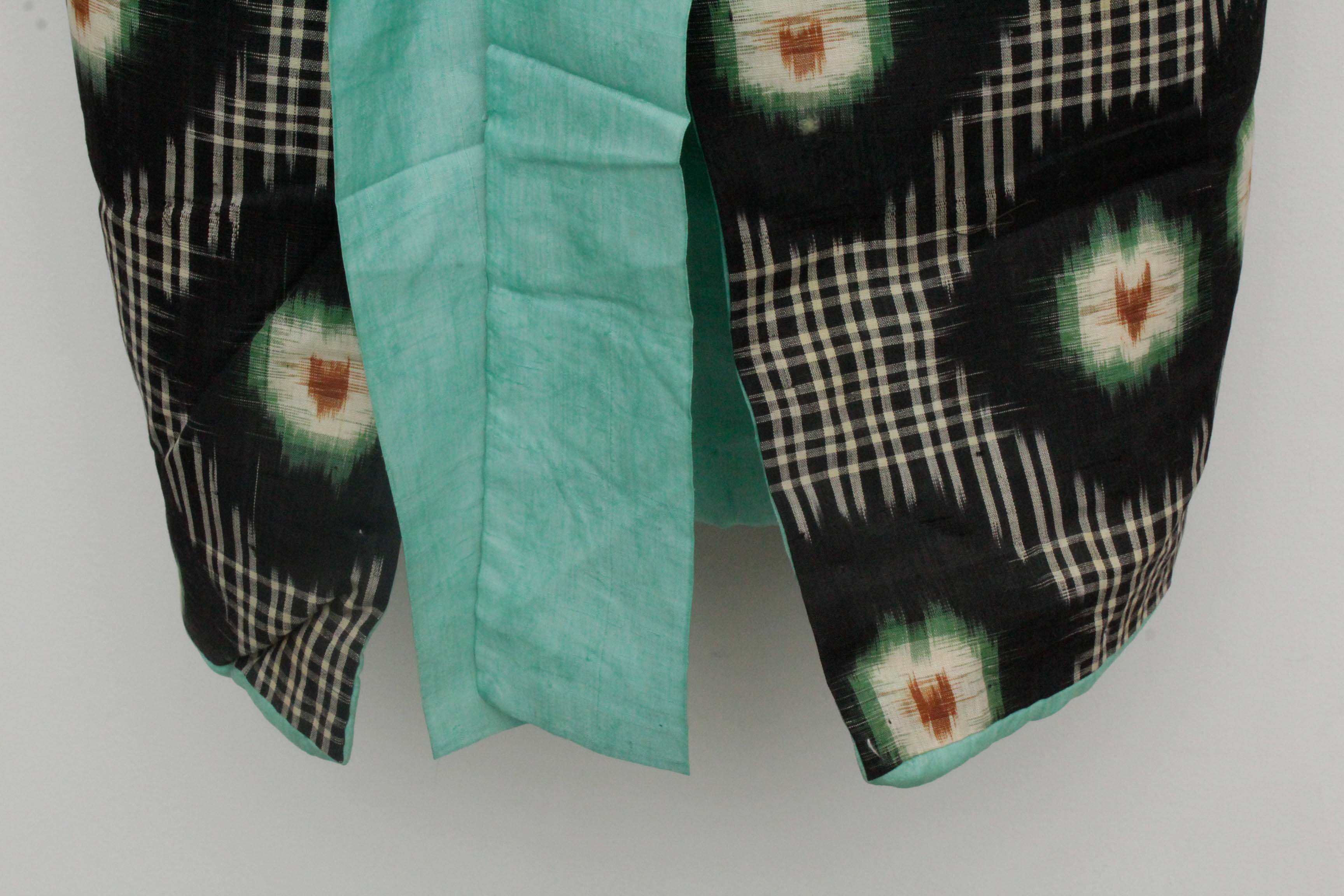 Child's Circa 1890 Antique Handwoven Ikat Silk Winter Furisode Kimono