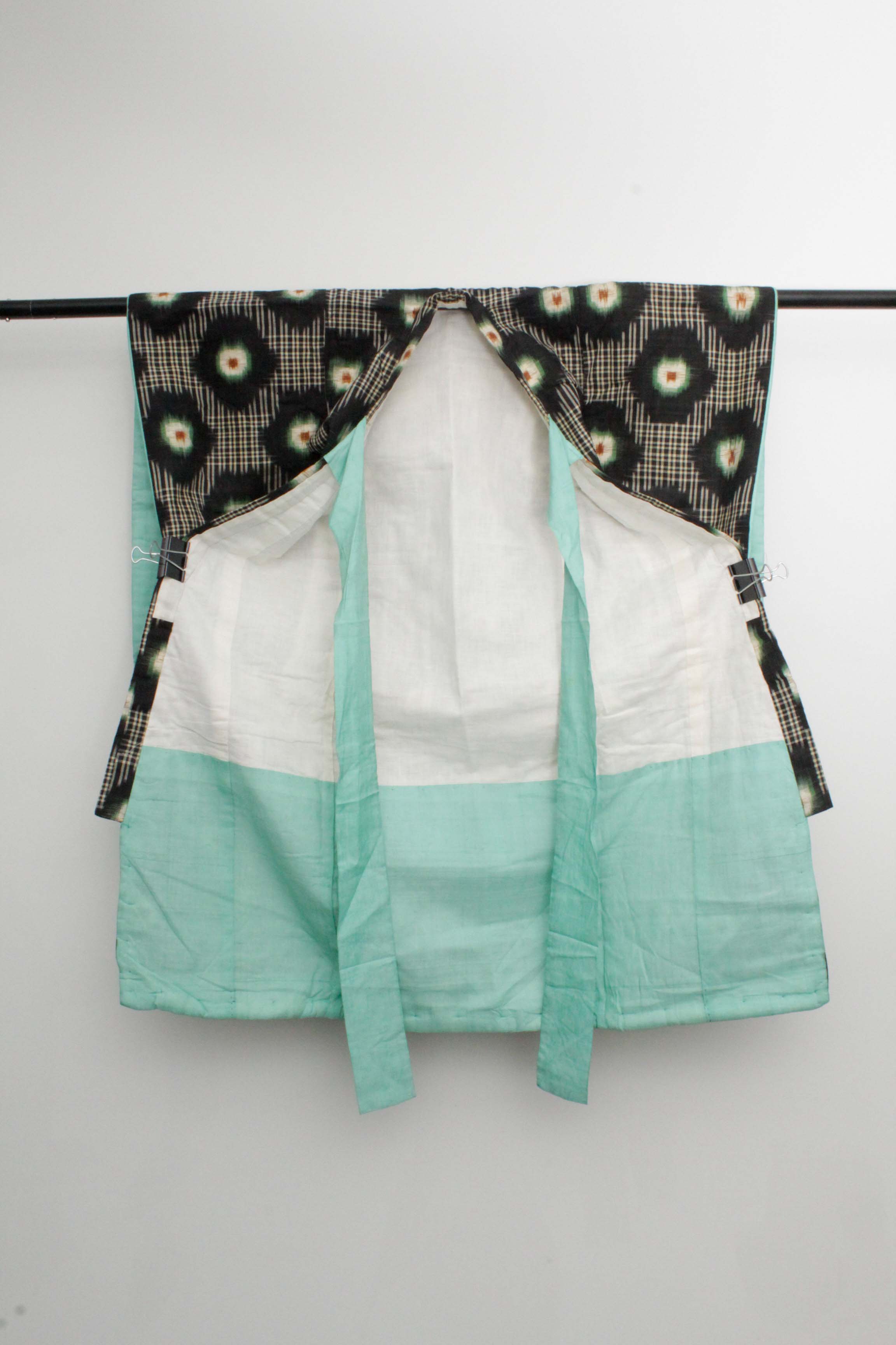 Child's Circa 1890 Antique Handwoven Ikat Silk Winter Furisode Kimono