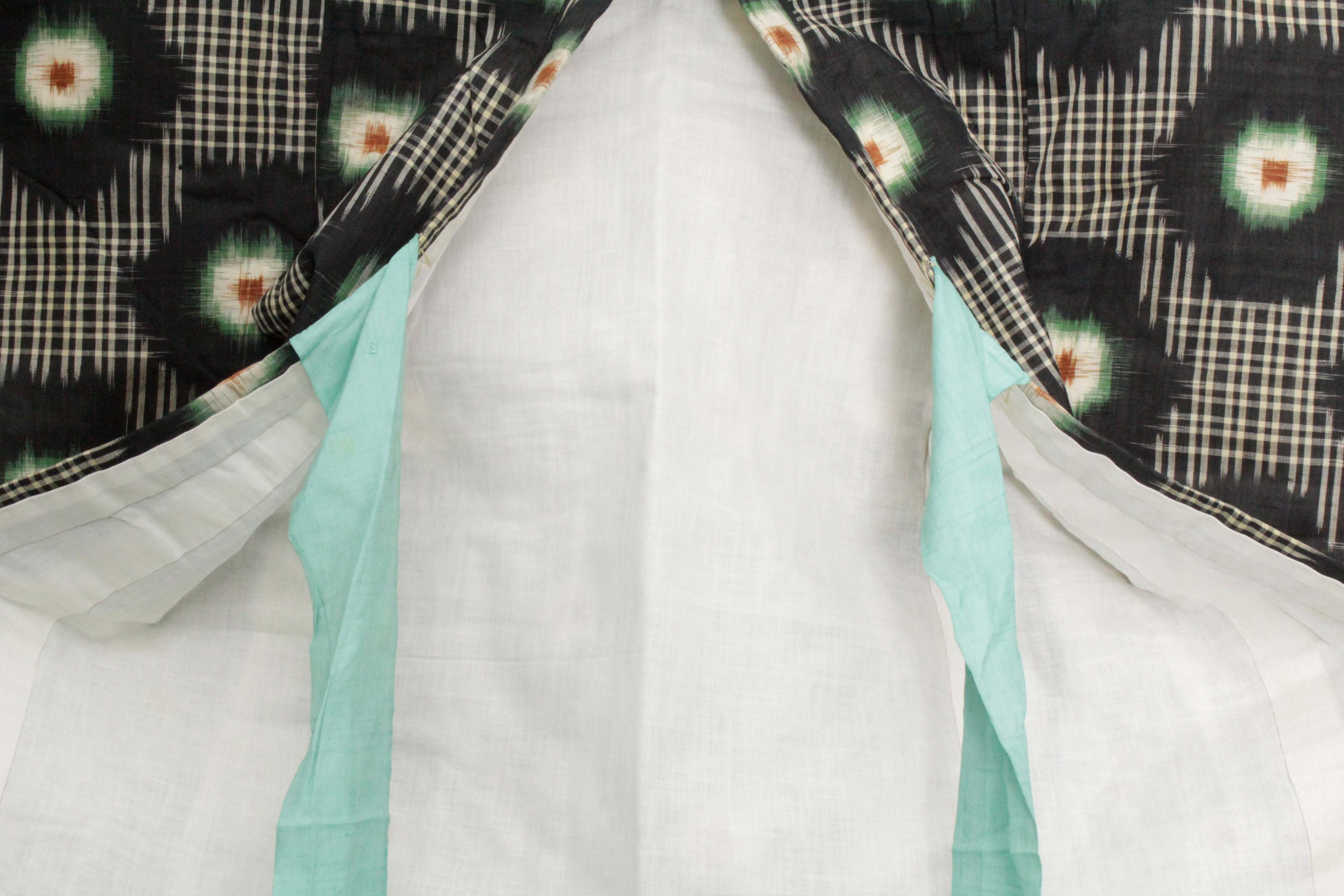 Child's Circa 1890 Antique Handwoven Ikat Silk Winter Furisode Kimono