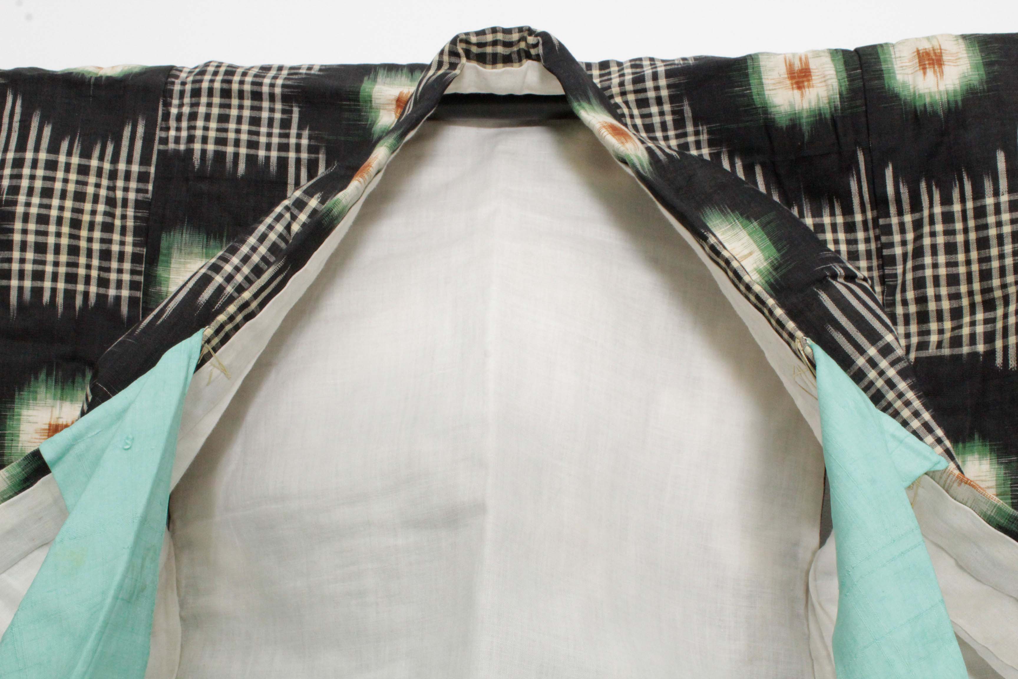 Child's Circa 1890 Antique Handwoven Ikat Silk Winter Furisode Kimono