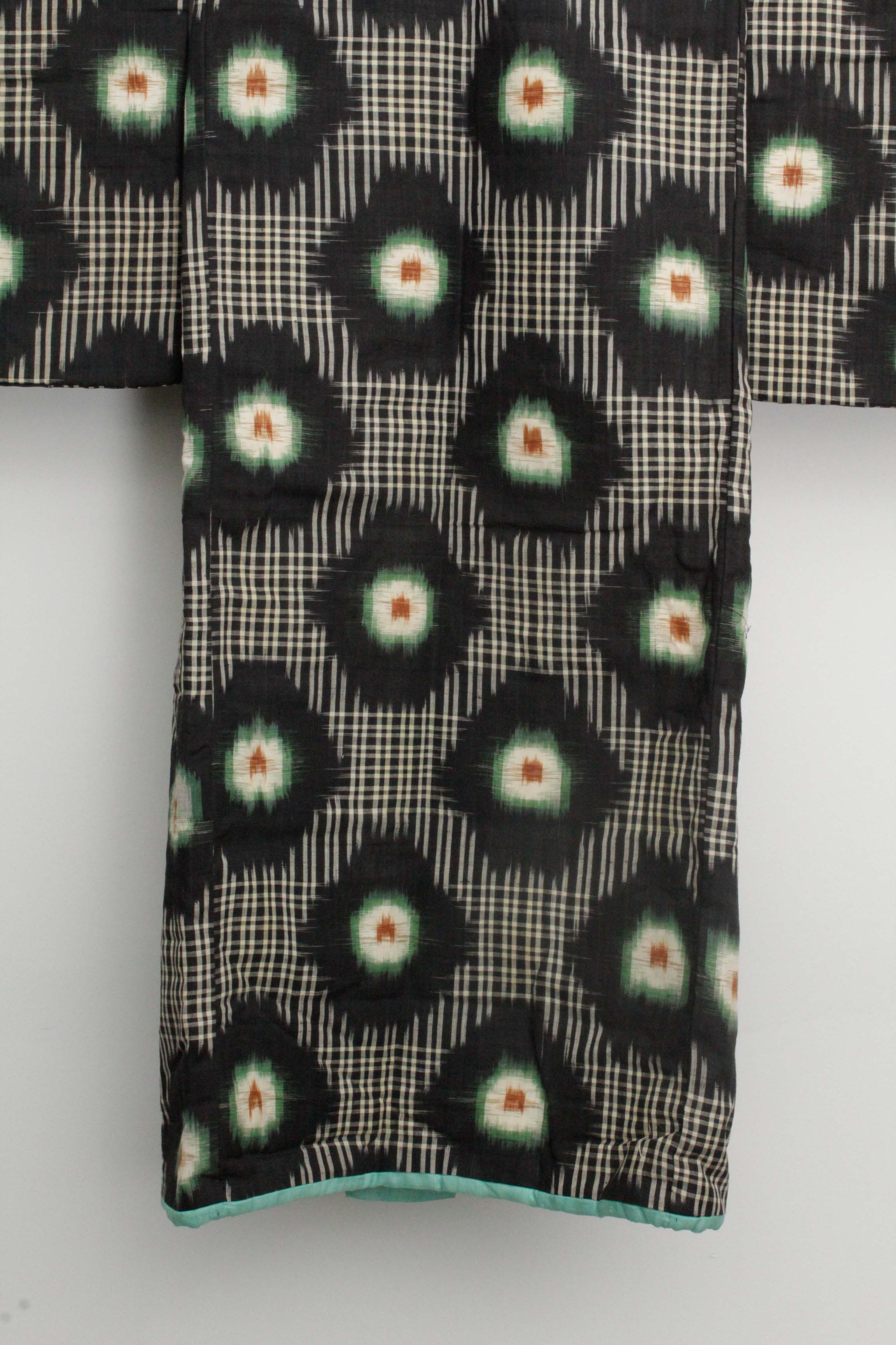 Child's Circa 1890 Antique Handwoven Ikat Silk Winter Furisode Kimono