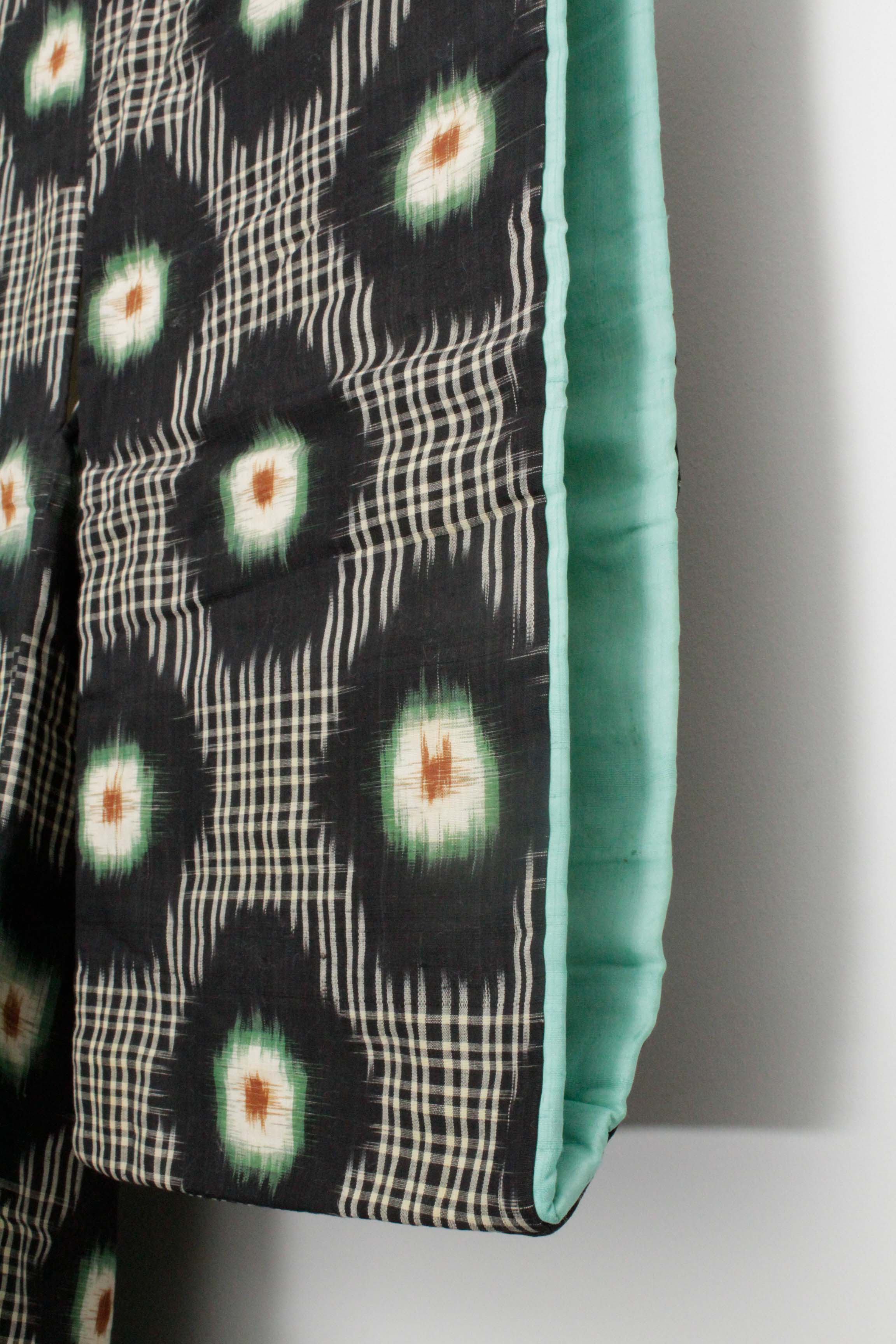 Child's Circa 1890 Antique Handwoven Ikat Silk Winter Furisode Kimono