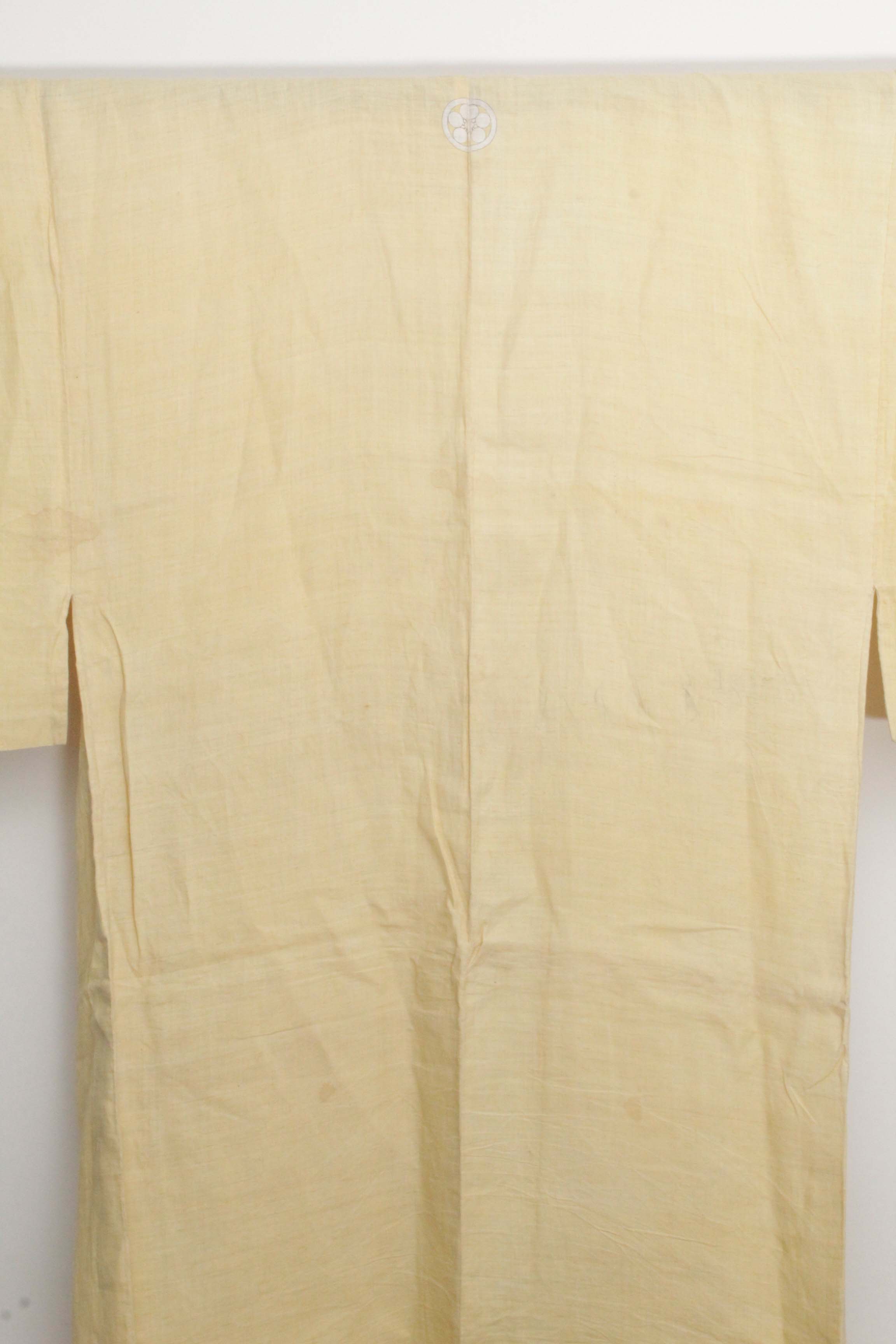 Men's Circa 1880 Antique Handwoven Hemp Crested Summer Kimono
