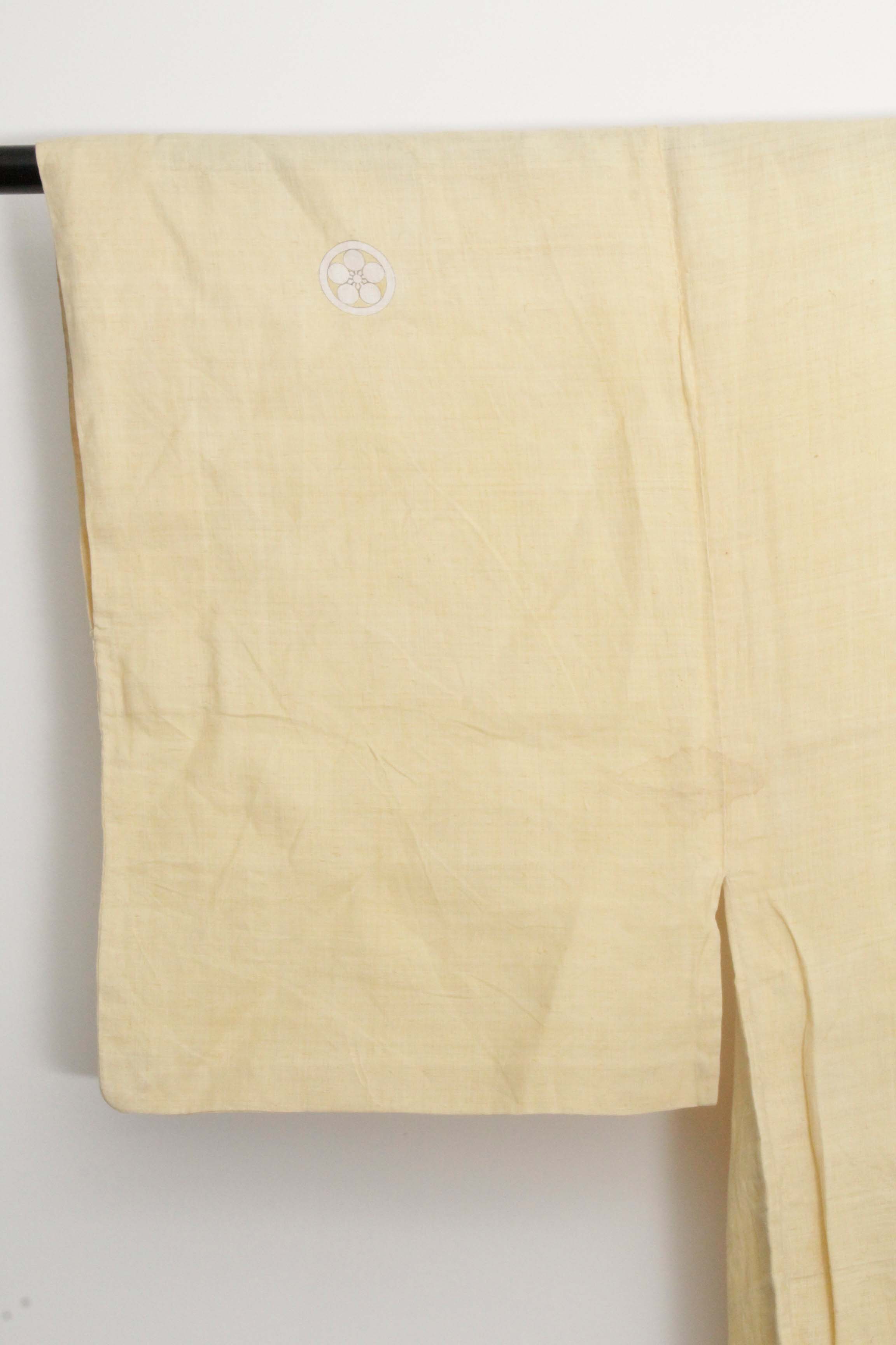 Men's Circa 1880 Antique Handwoven Hemp Crested Summer Kimono