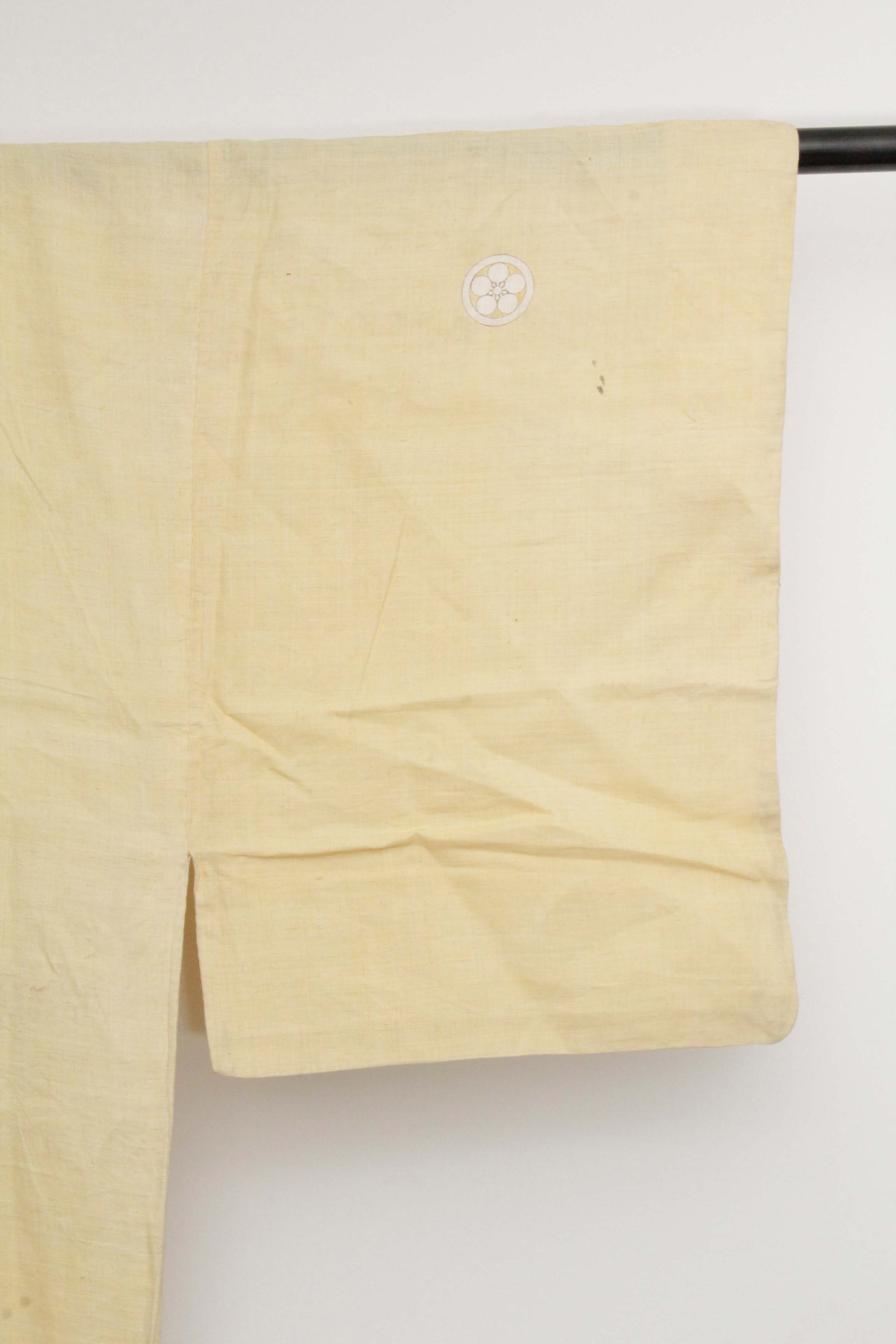 Men's Circa 1880 Antique Handwoven Hemp Crested Summer Kimono