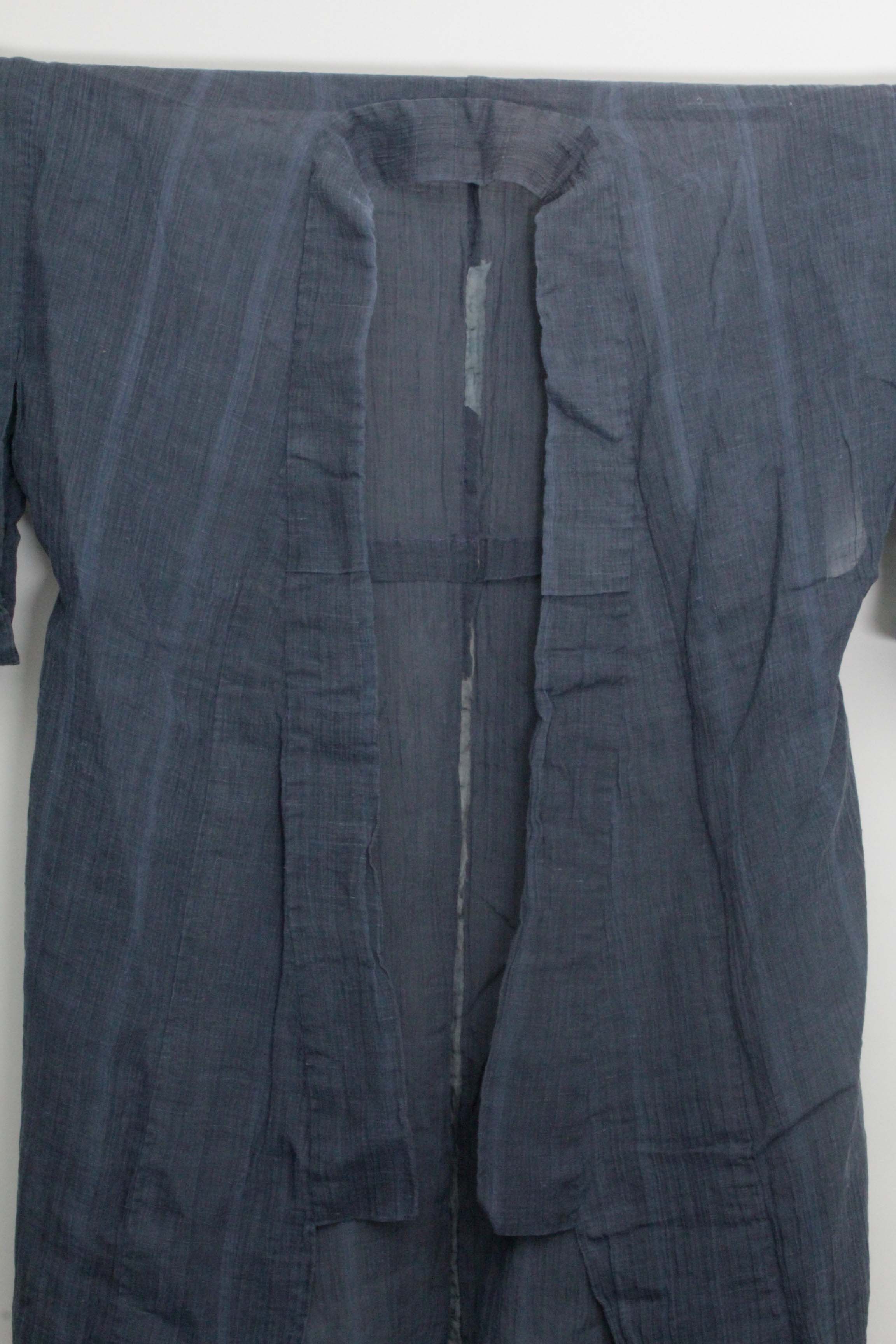 Circa 1900 Antique Handwoven Hemp and Silk Crepe Kosode Kimono