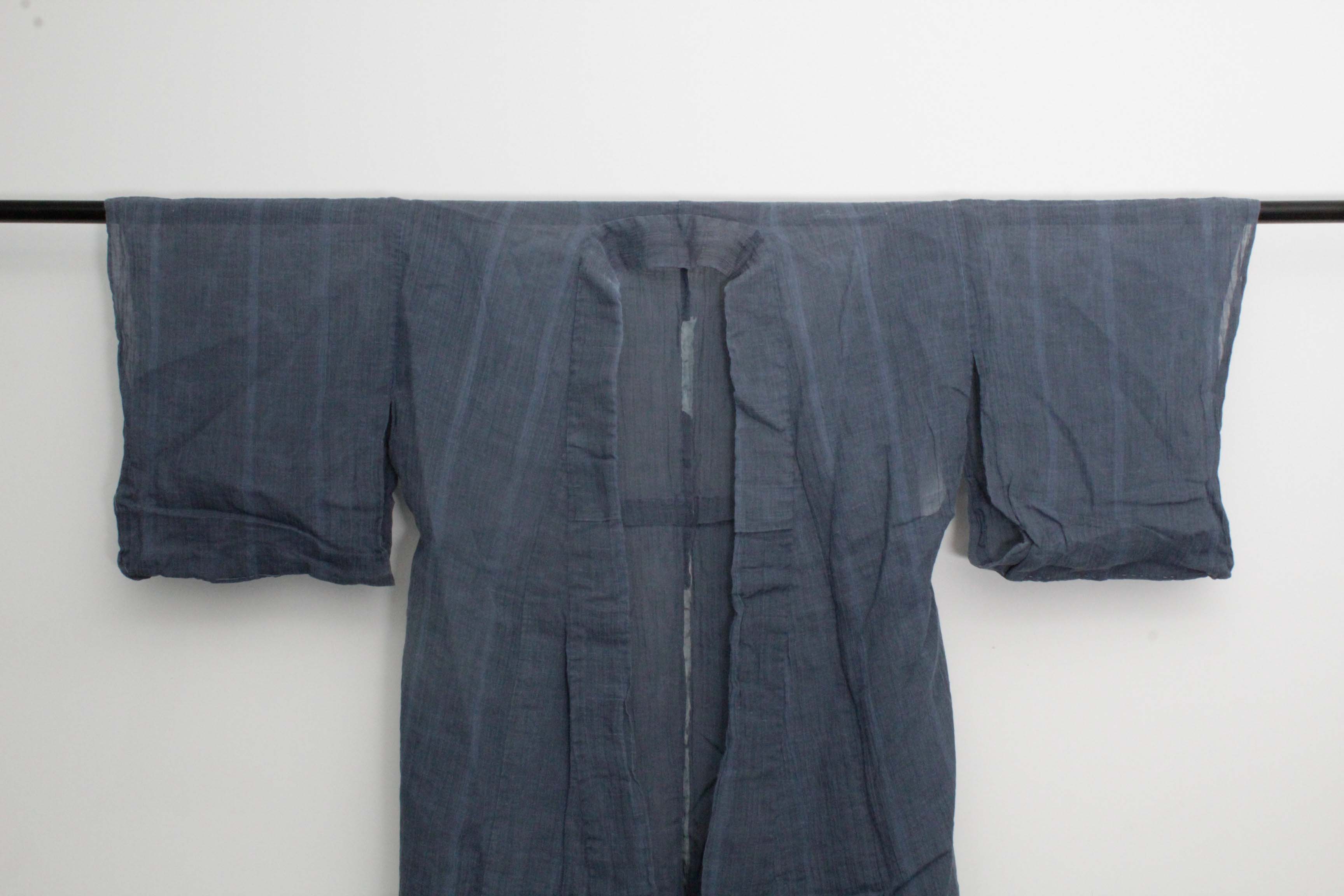 Circa 1900 Antique Handwoven Hemp and Silk Crepe Kosode Kimono