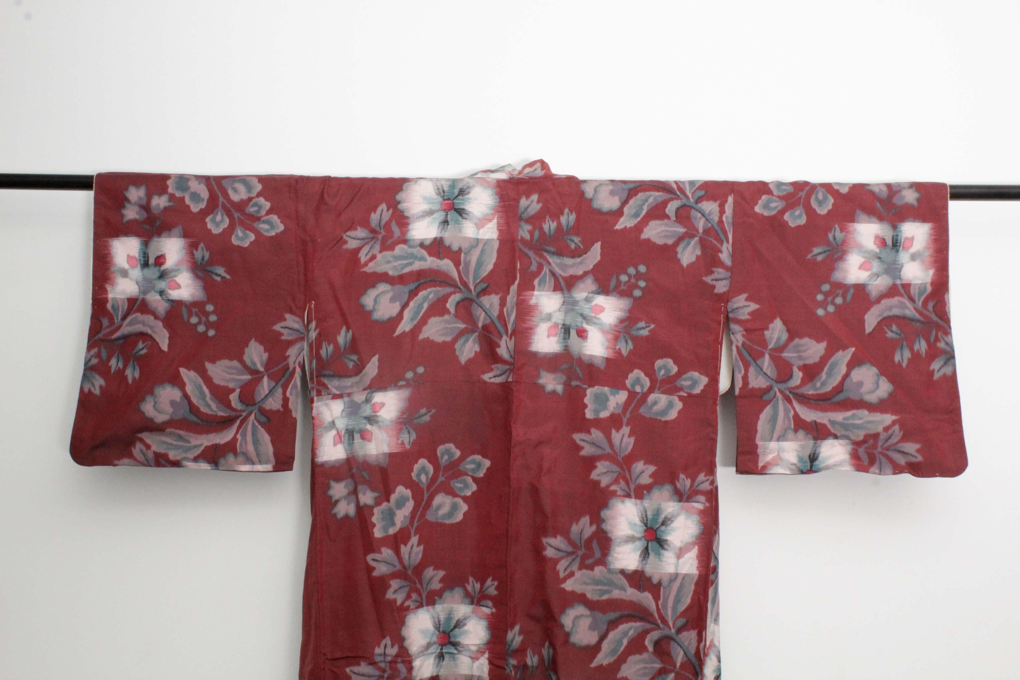 Circa 1900 Antique Handwoven Ikat Silk Kosode Kimono