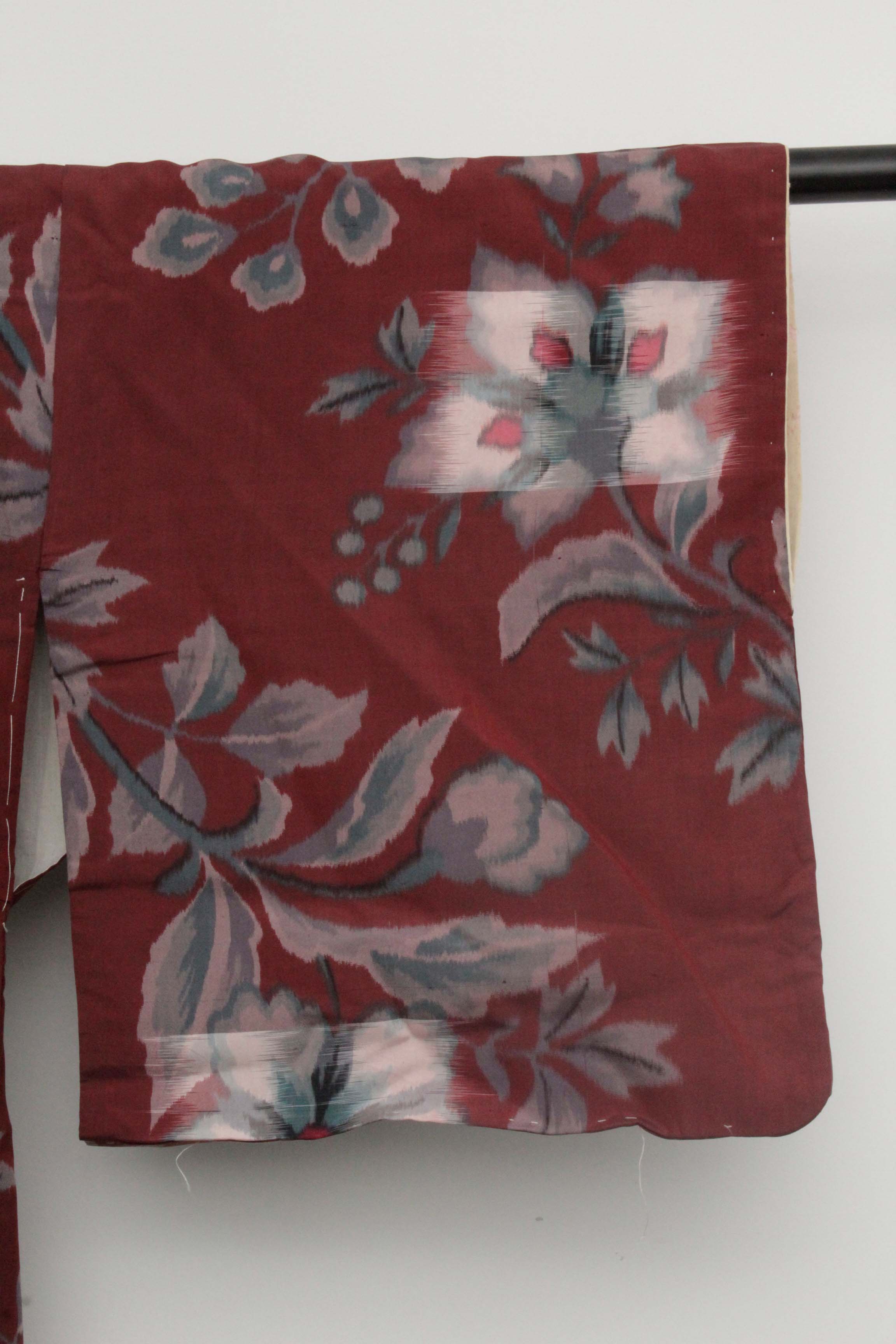 Circa 1900 Antique Handwoven Ikat Silk Kosode Kimono