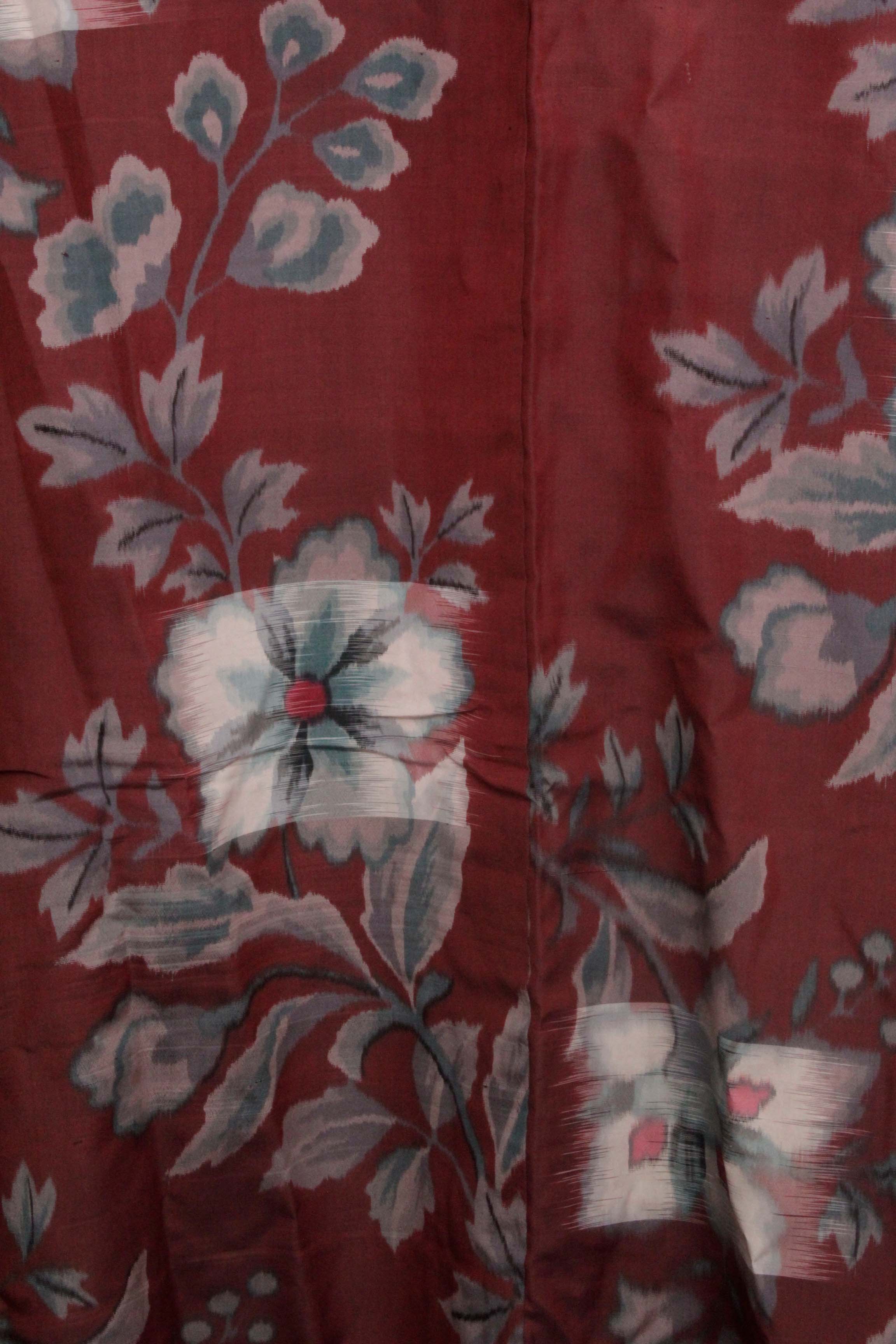 Circa 1900 Antique Handwoven Ikat Silk Kosode Kimono