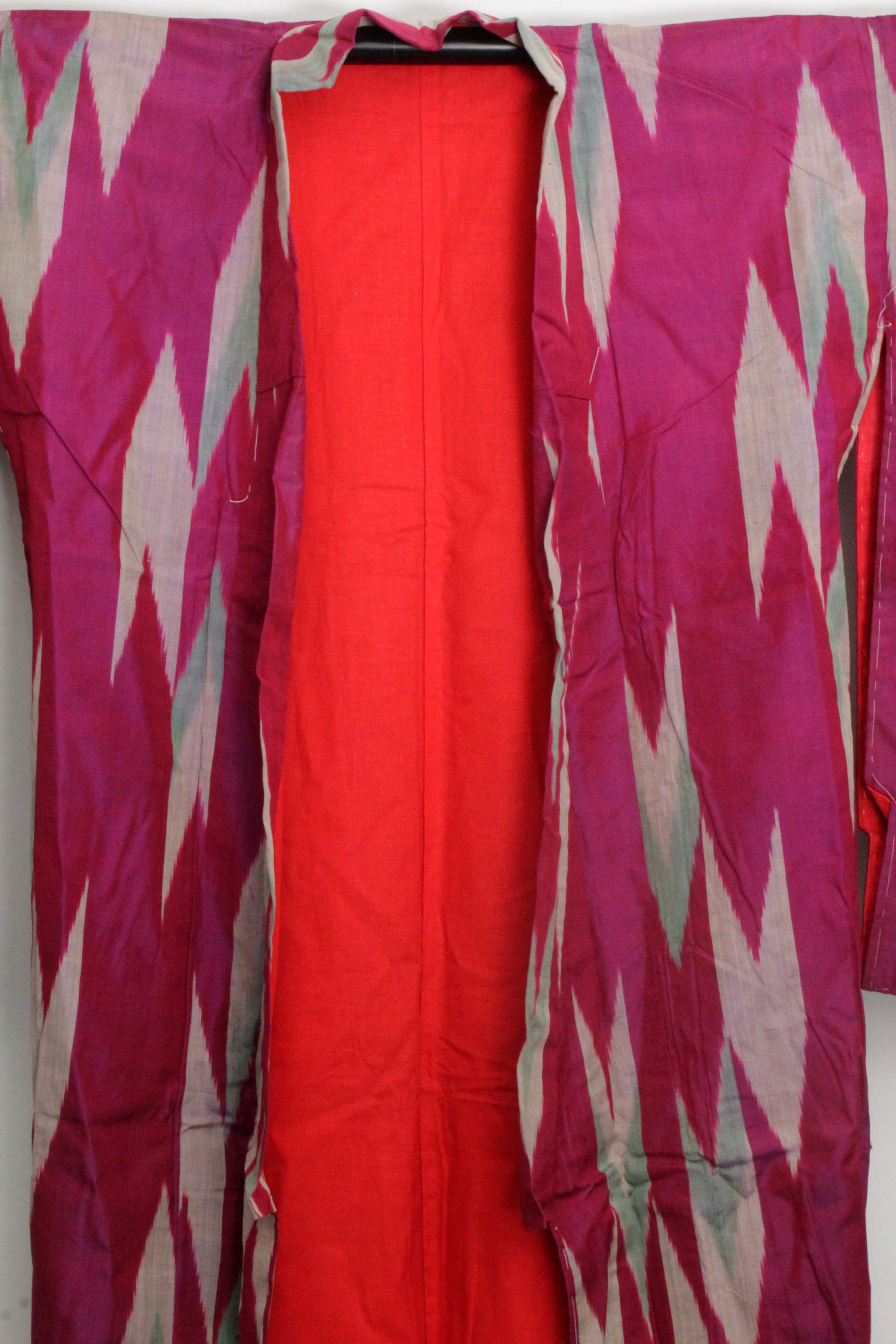 Circa 1910 Antique Handwoven Kasuri Ikat Silk Kofurisode Kimono