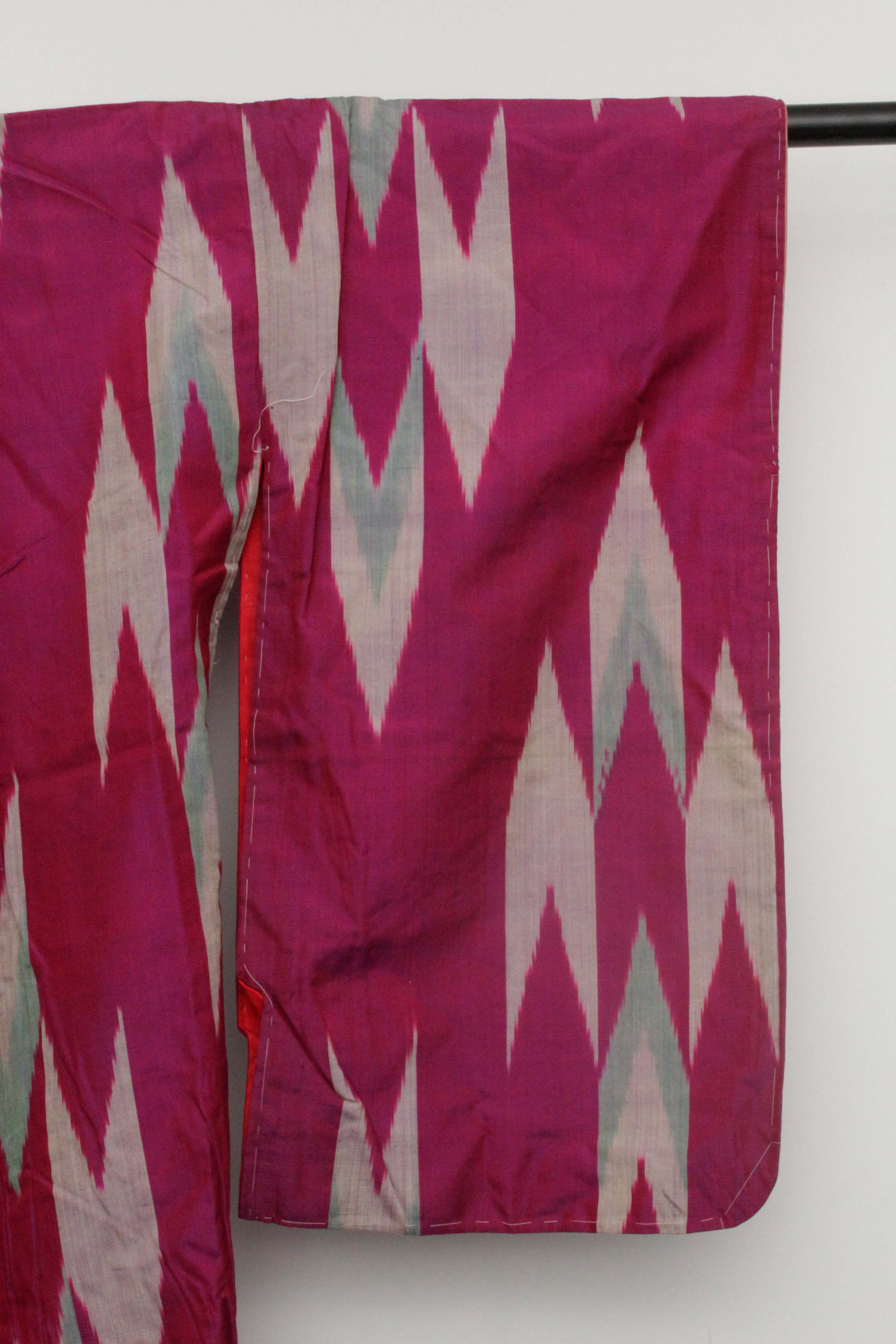 Circa 1910 Antique Handwoven Kasuri Ikat Silk Kofurisode Kimono