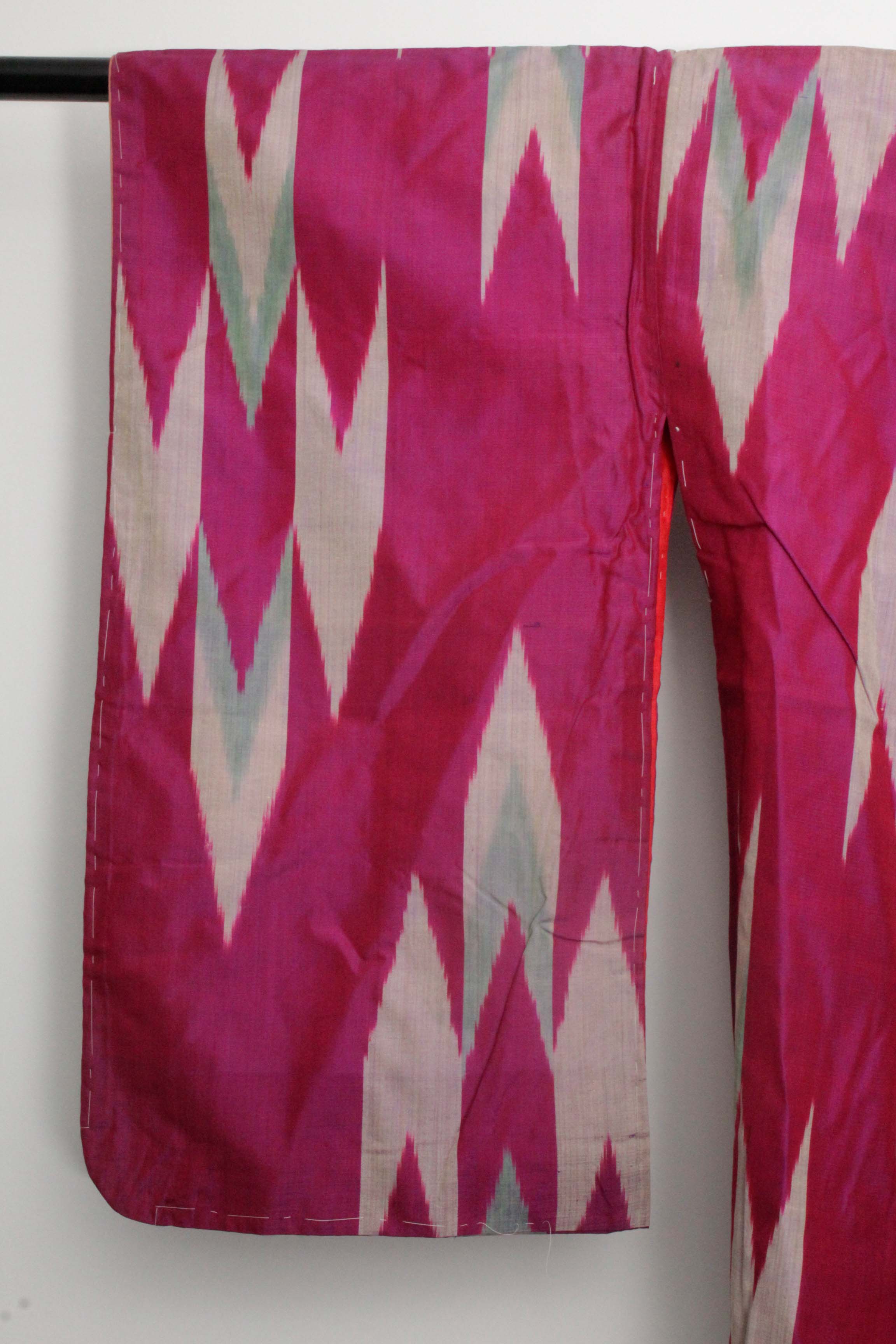 Circa 1910 Antique Handwoven Kasuri Ikat Silk Kofurisode Kimono