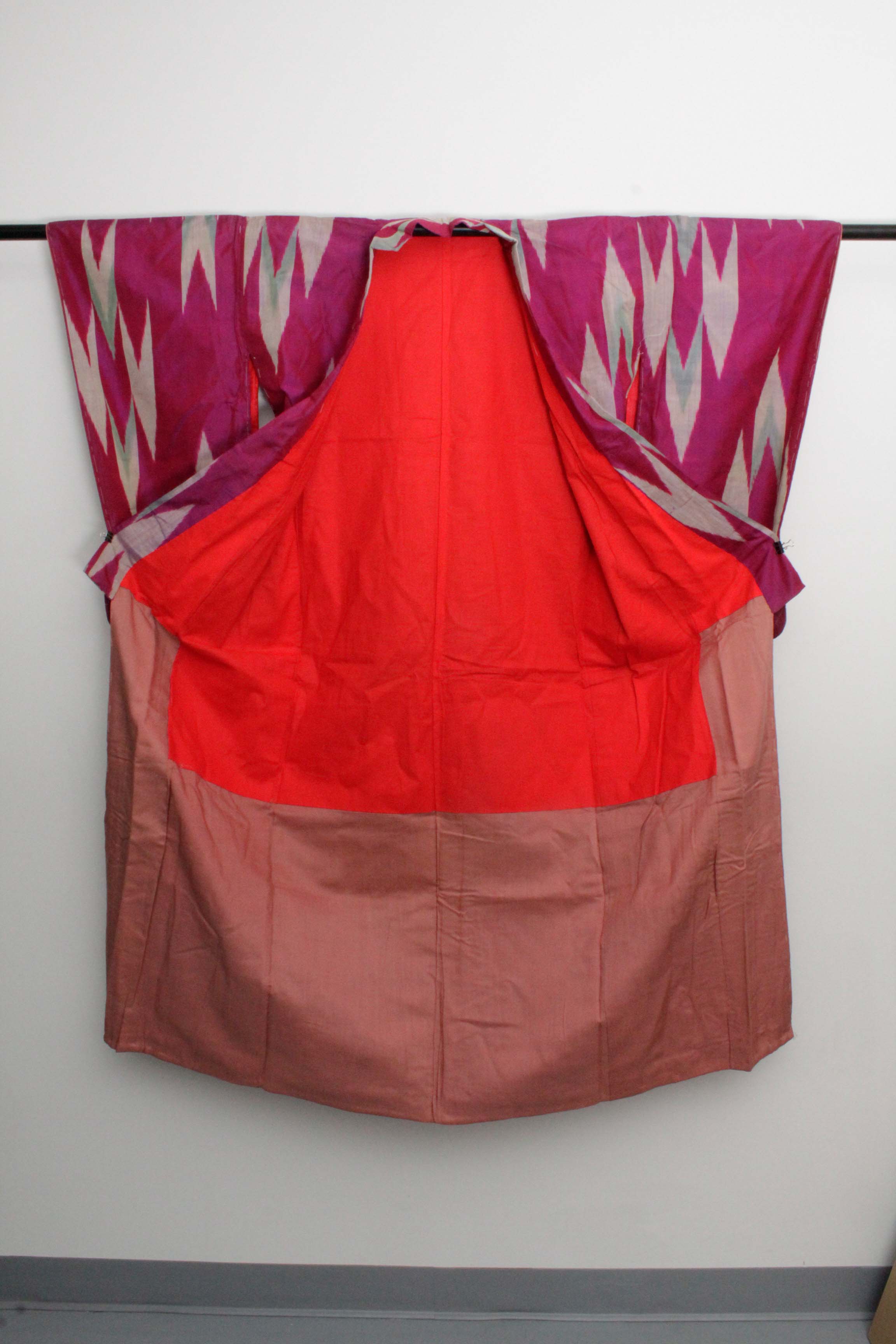 Circa 1910 Antique Handwoven Kasuri Ikat Silk Kofurisode Kimono