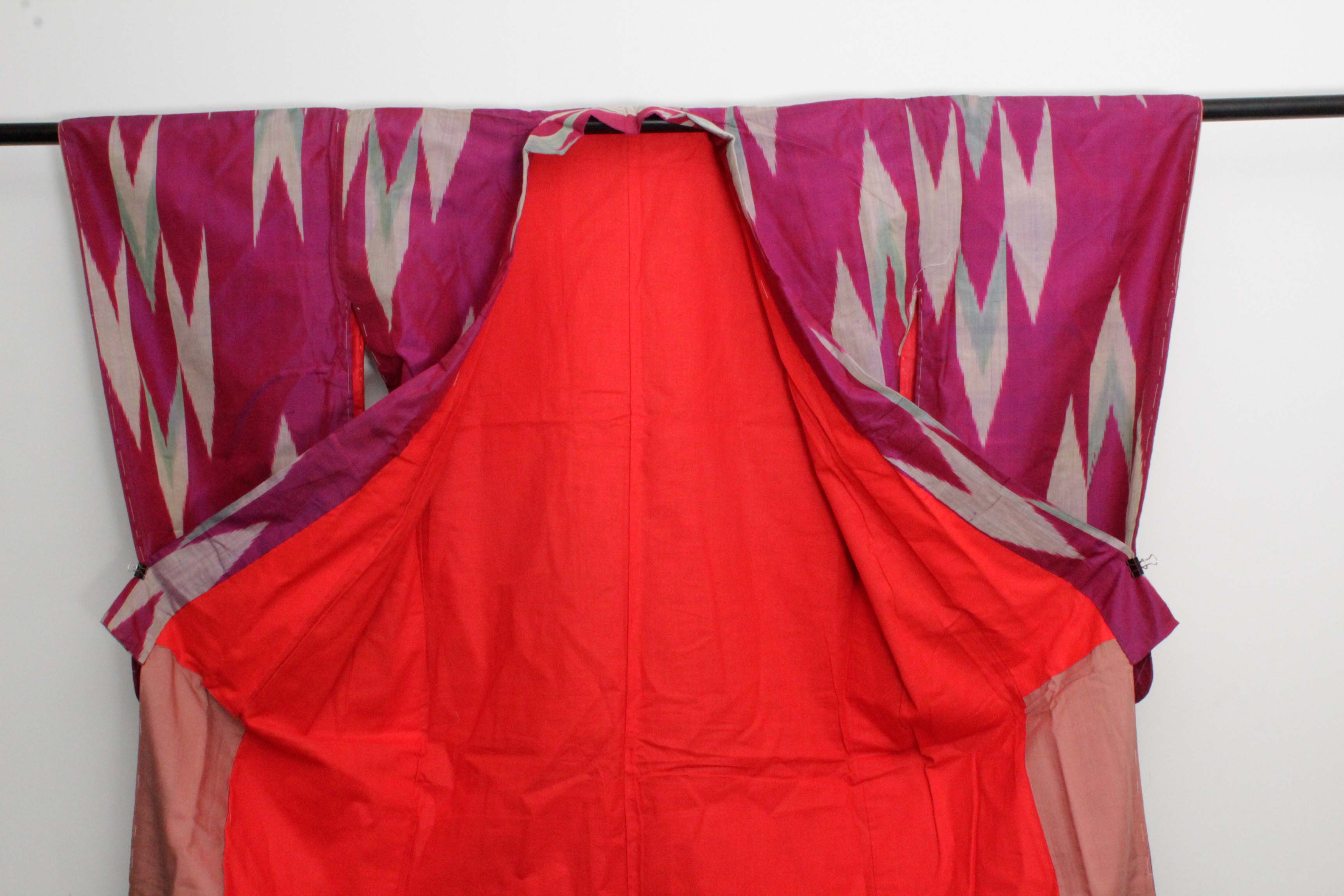 Circa 1910 Antique Handwoven Kasuri Ikat Silk Kofurisode Kimono