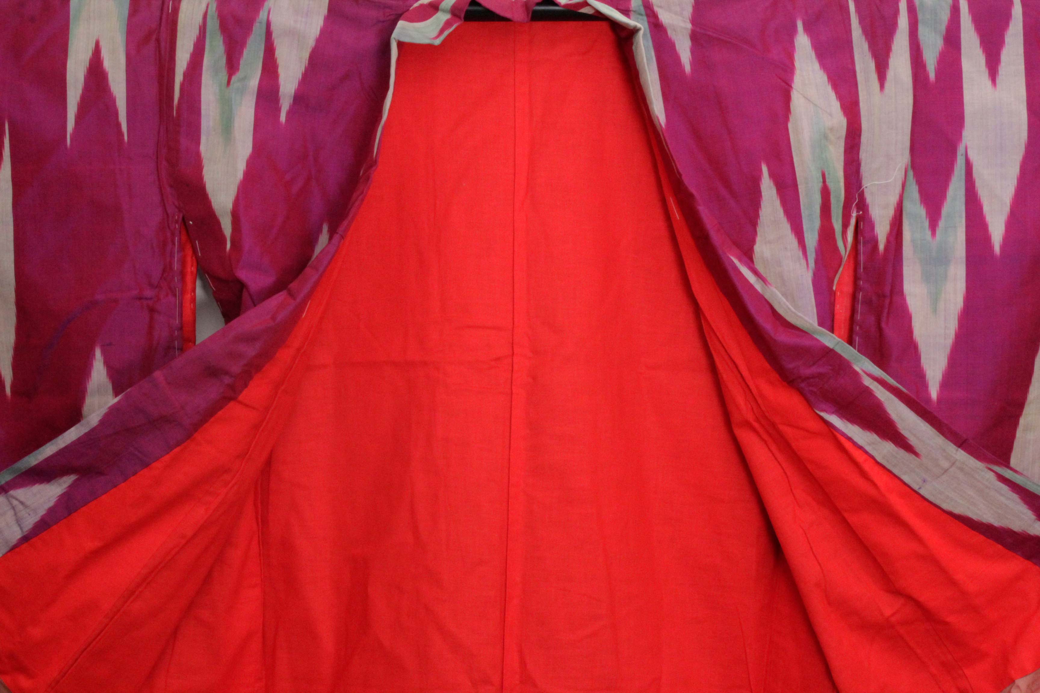 Circa 1910 Antique Handwoven Kasuri Ikat Silk Kofurisode Kimono