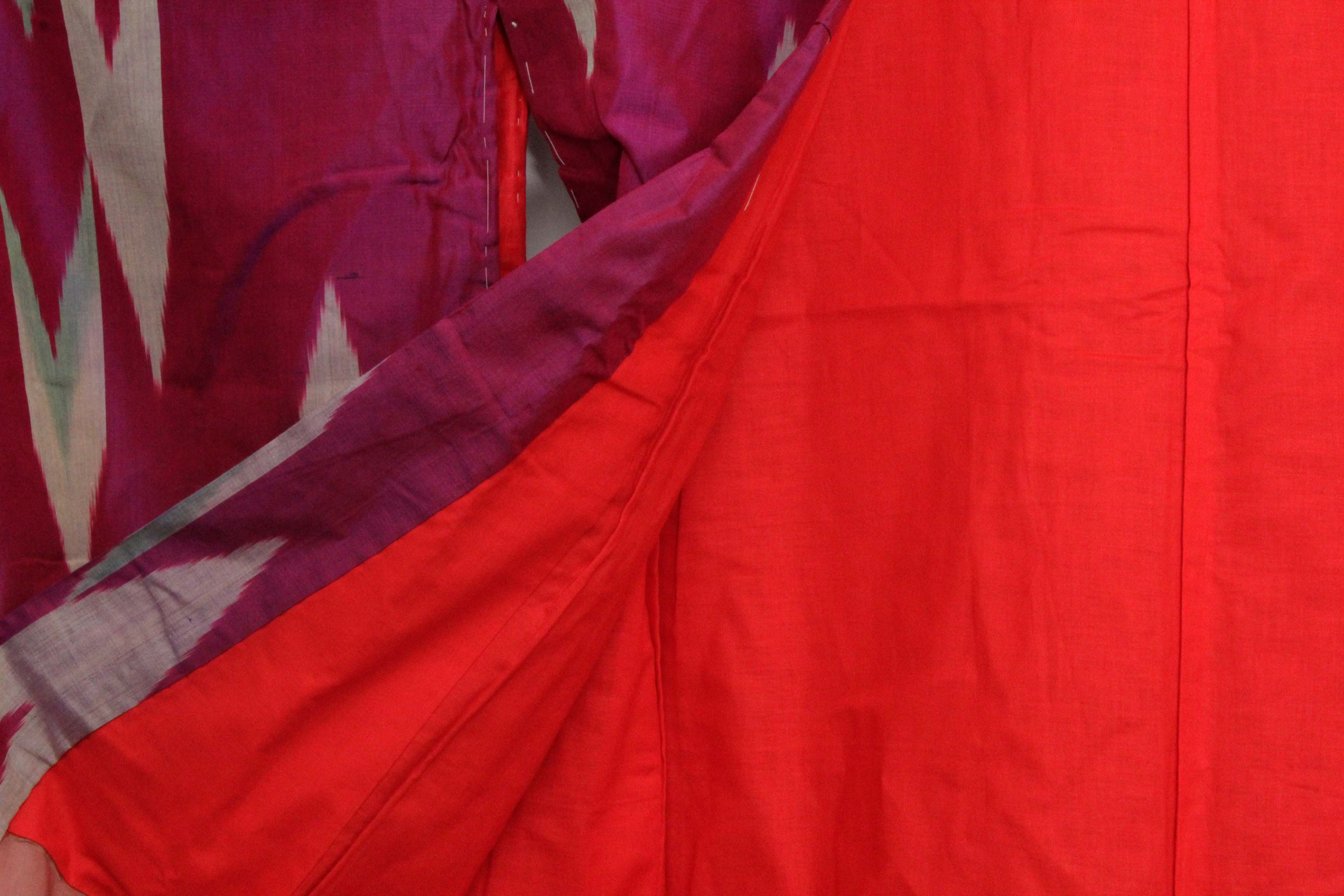 Circa 1910 Antique Handwoven Kasuri Ikat Silk Kofurisode Kimono