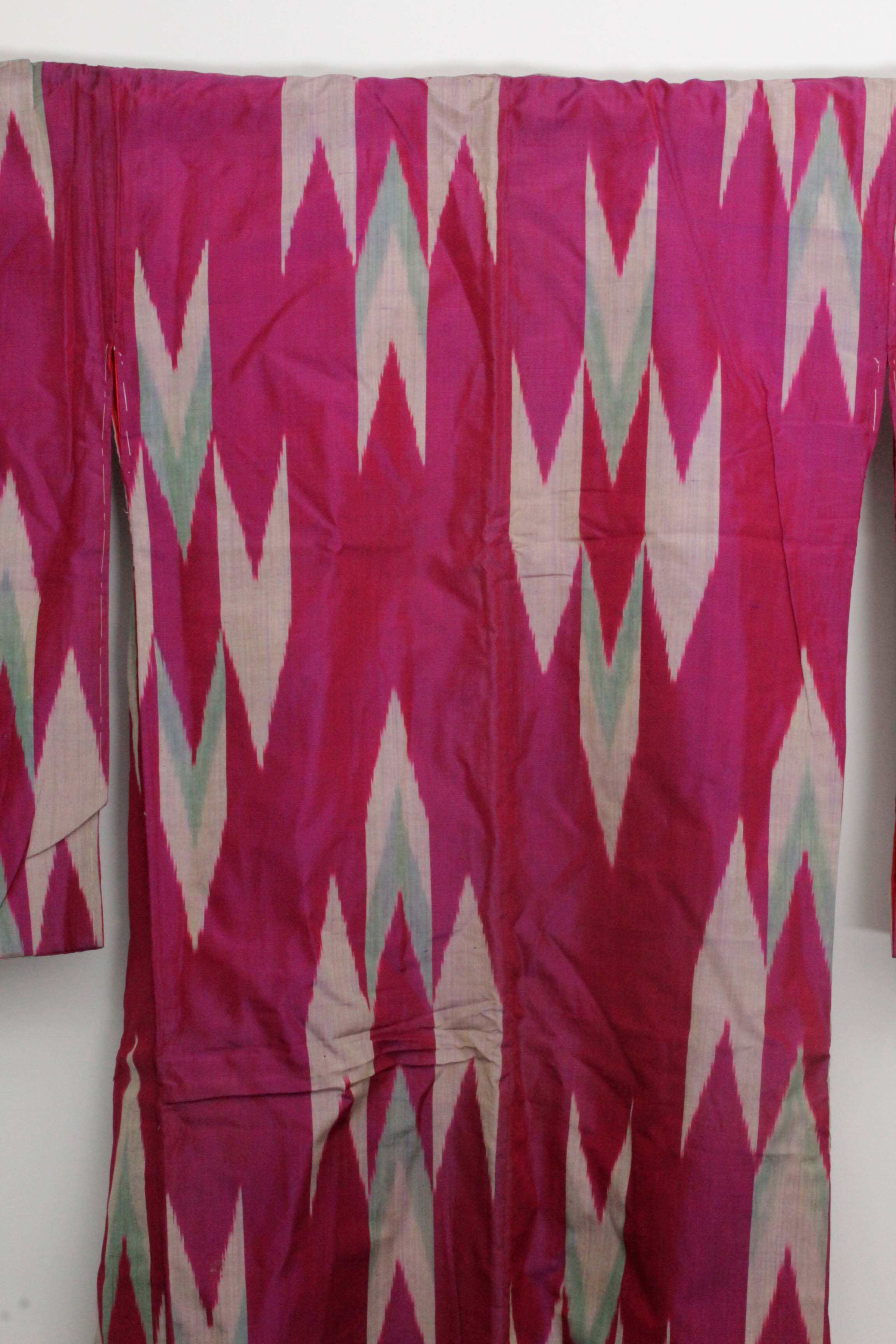 Circa 1910 Antique Handwoven Kasuri Ikat Silk Kofurisode Kimono
