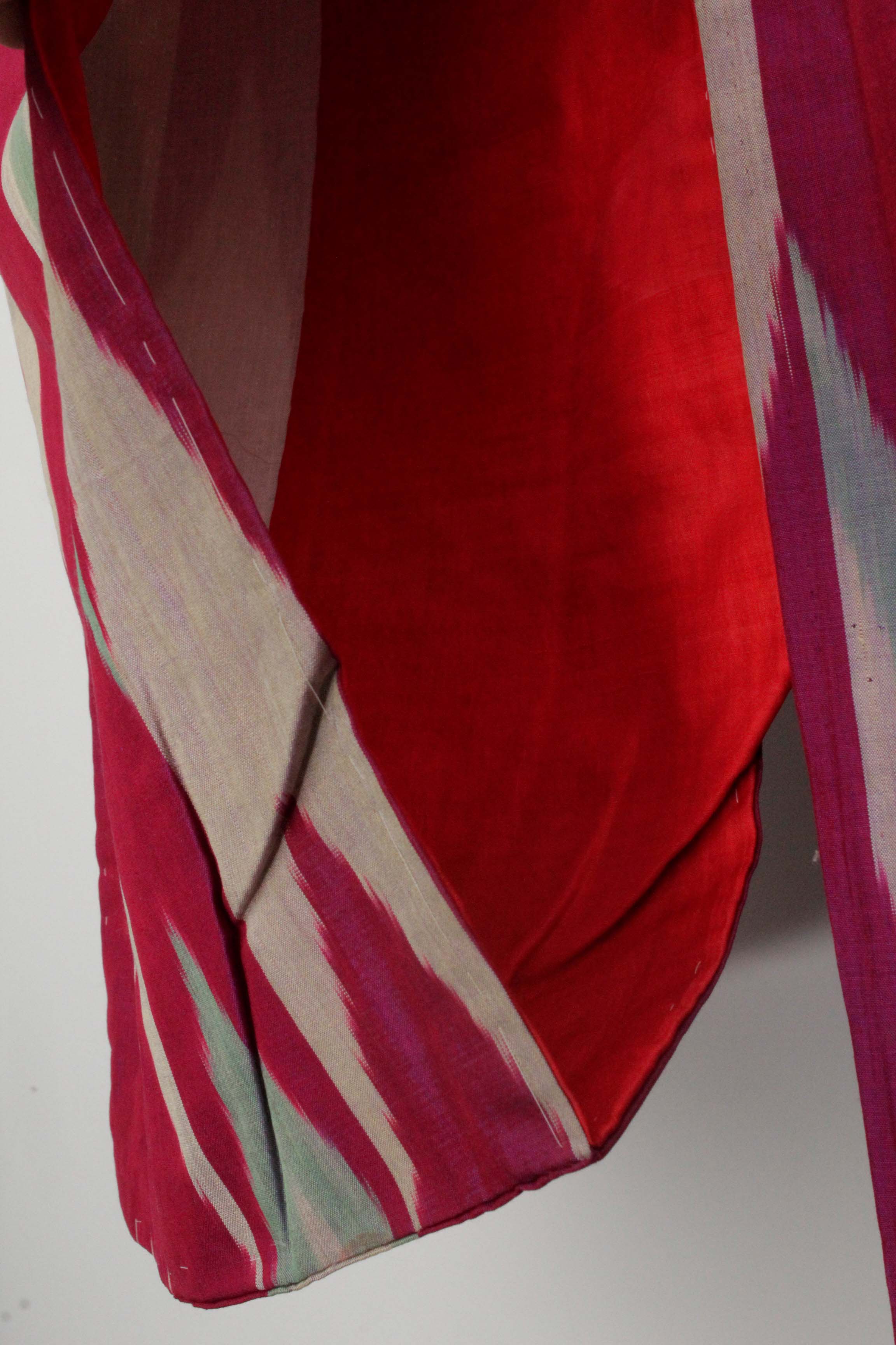 Circa 1910 Antique Handwoven Kasuri Ikat Silk Kofurisode Kimono