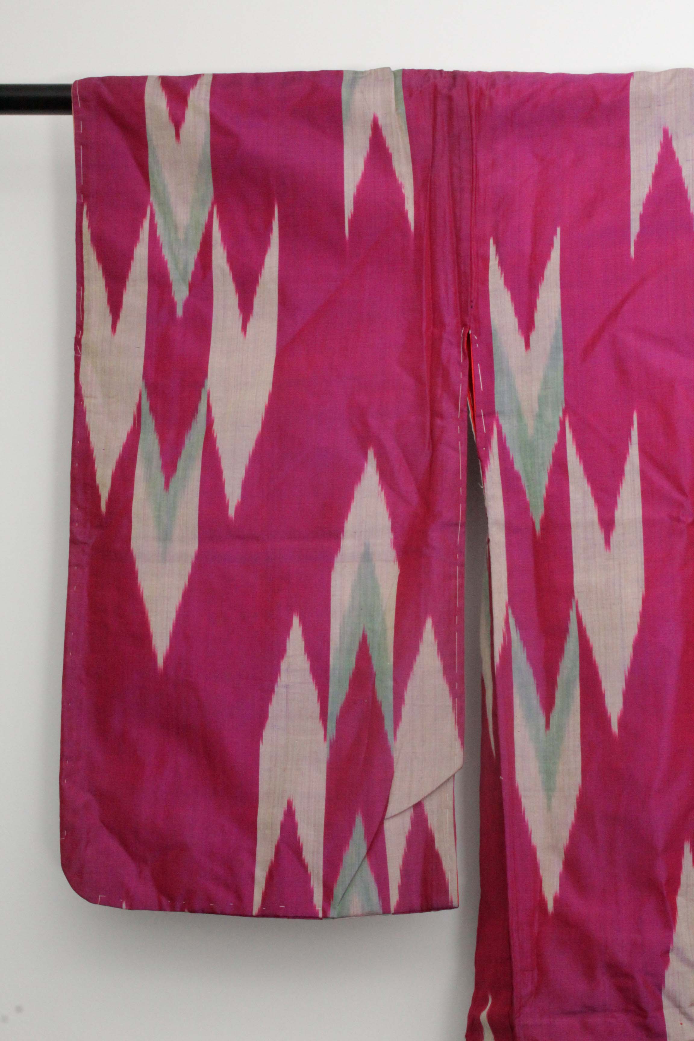 Circa 1910 Antique Handwoven Kasuri Ikat Silk Kofurisode Kimono