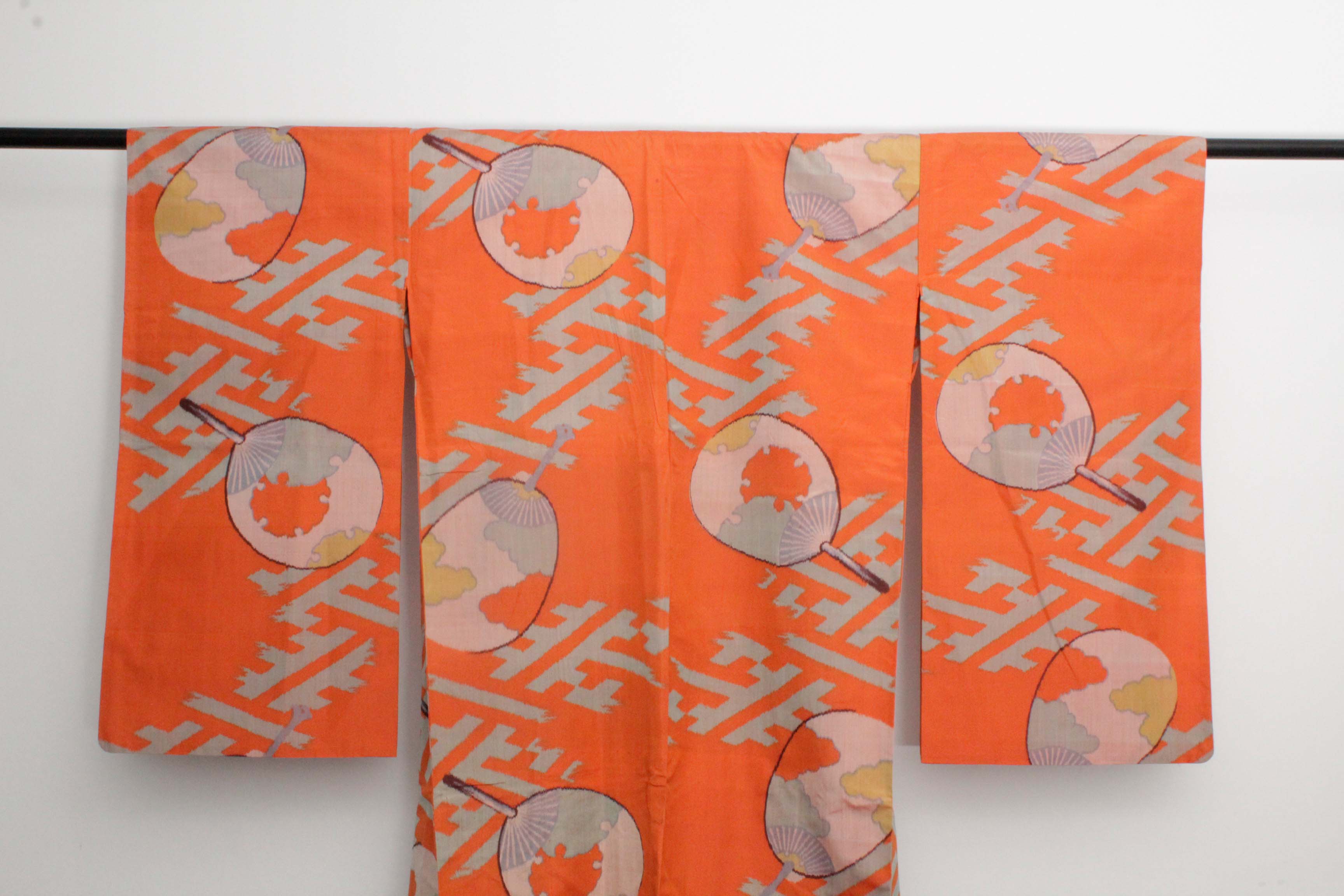 Circa 1910 Antique Handwoven Kasuri Ikat Silk Kofurisode Kimono