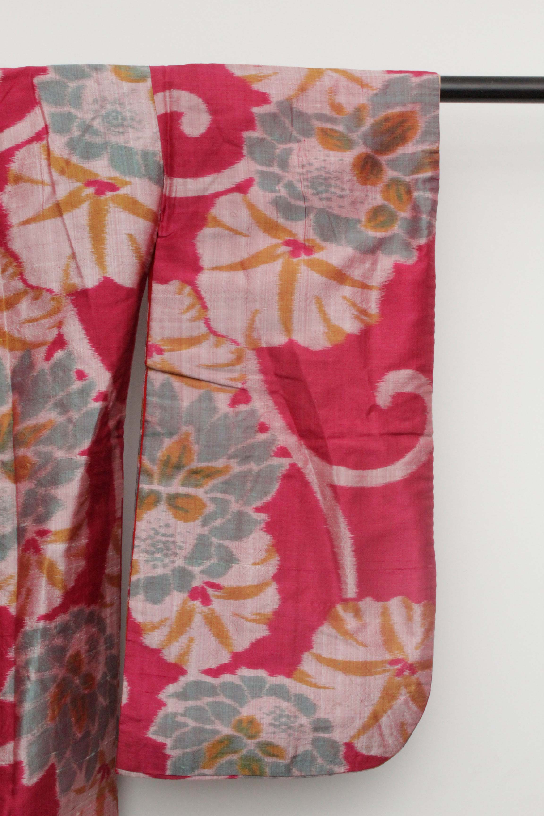 Circa 1910s Antique Handwoven Ikat Meisen Silk Haori Jacket