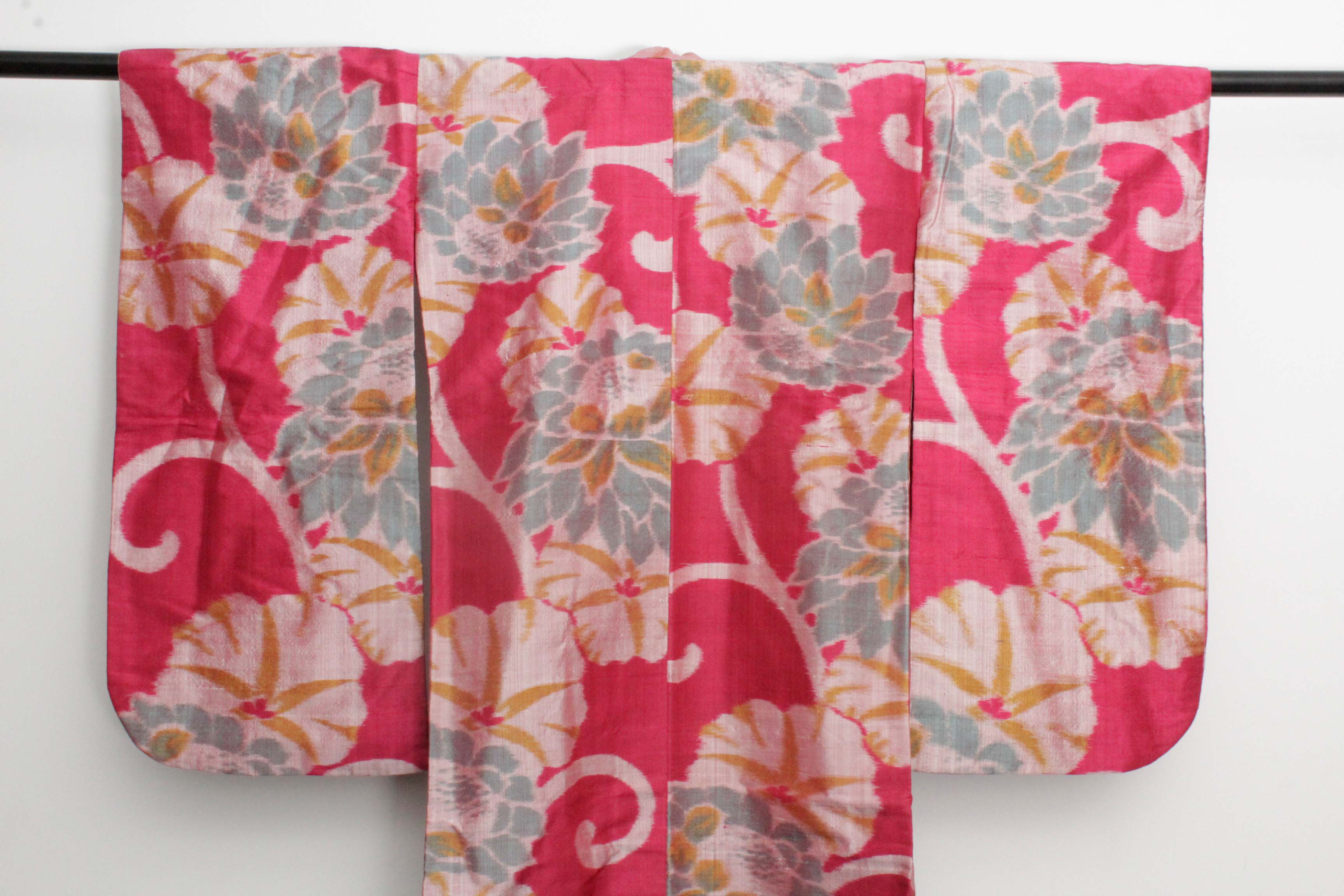 Circa 1910s Antique Handwoven Ikat Meisen Silk Haori Jacket