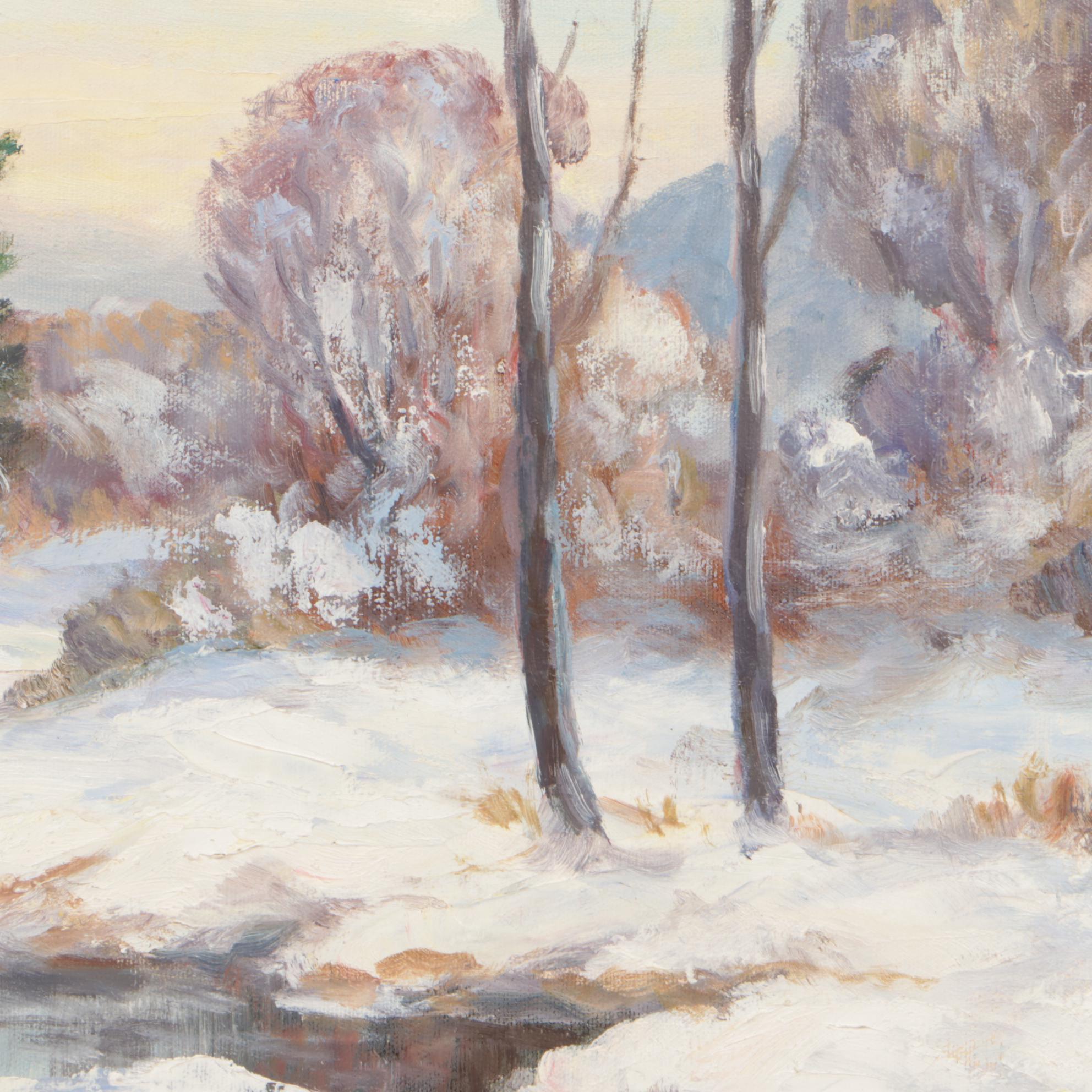 Elmer S. Berge Winter Landscape Oil Painting