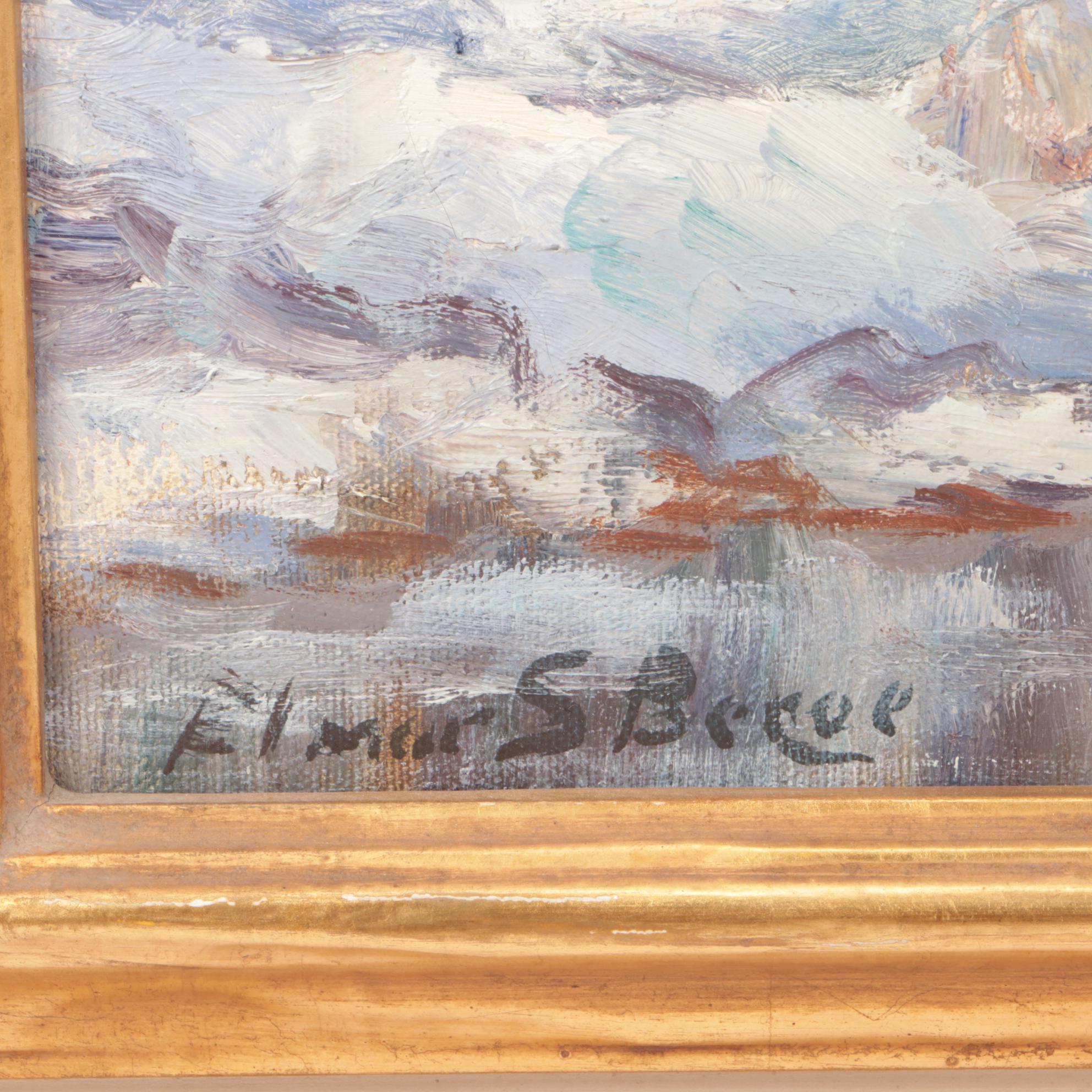 Elmer S. Berge Winter Landscape Oil Painting